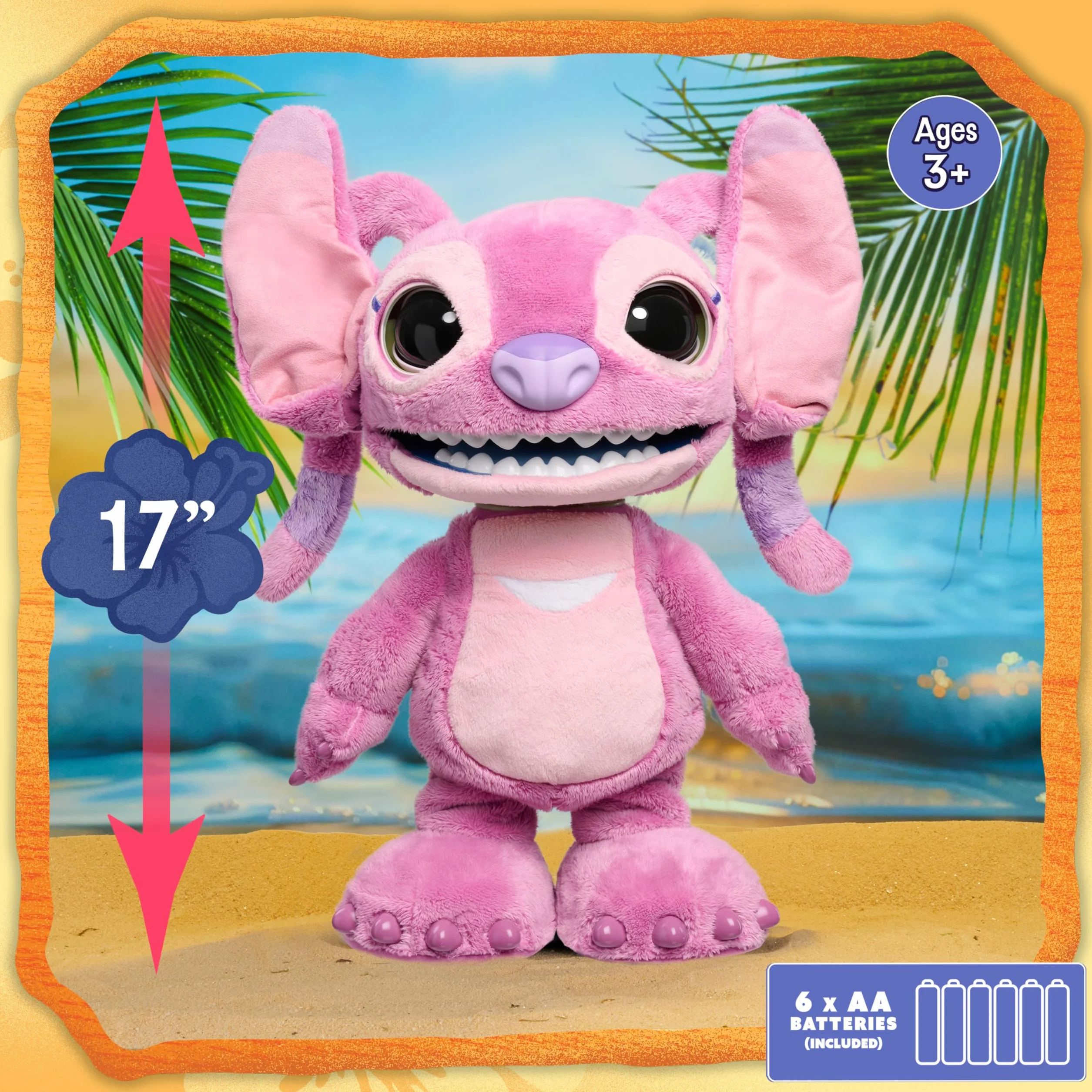 Disney Stitch Ultimate Angel Interactive 17" Plush Toy, 100+ Sounds & Reactions, Moves Like a Real-Life Angel, Toy for Fans, Girls, Kids, 3 and Up by Just Play
