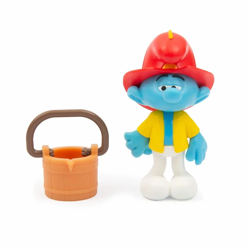 Giochi Preziosi Smerfy - zestaw zabaw Smerfów strażacki z realistycznymi funkcjami, akcesoriami i postacią Smerfa Ekskluzywny 5,5 cm w zestawie, dla dzieci od 3 lat