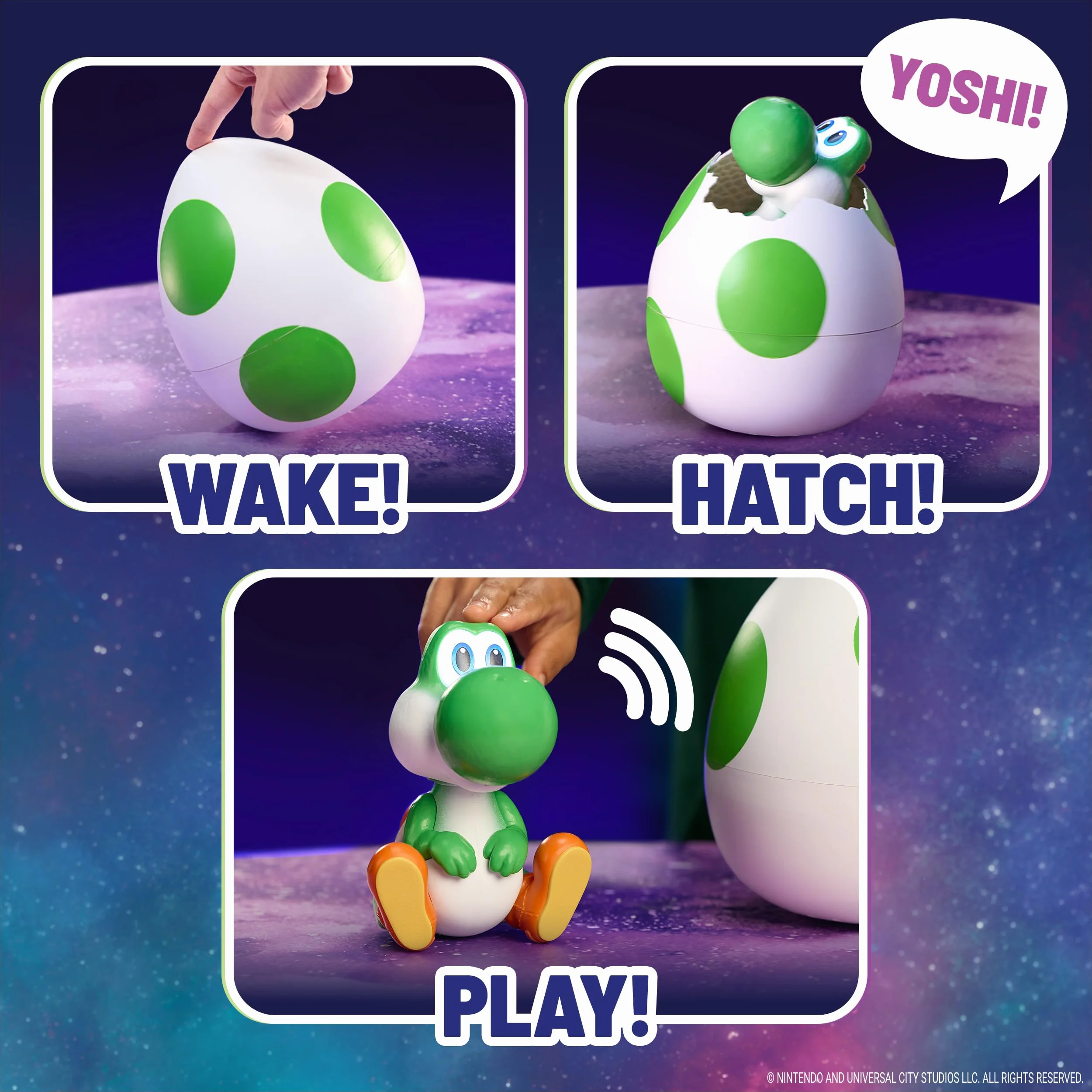 Hatchin' Yoshi Super Mario Galaxy Movie Interactive Egg Action Figure with Sounds Ages 4+ Batteries Included