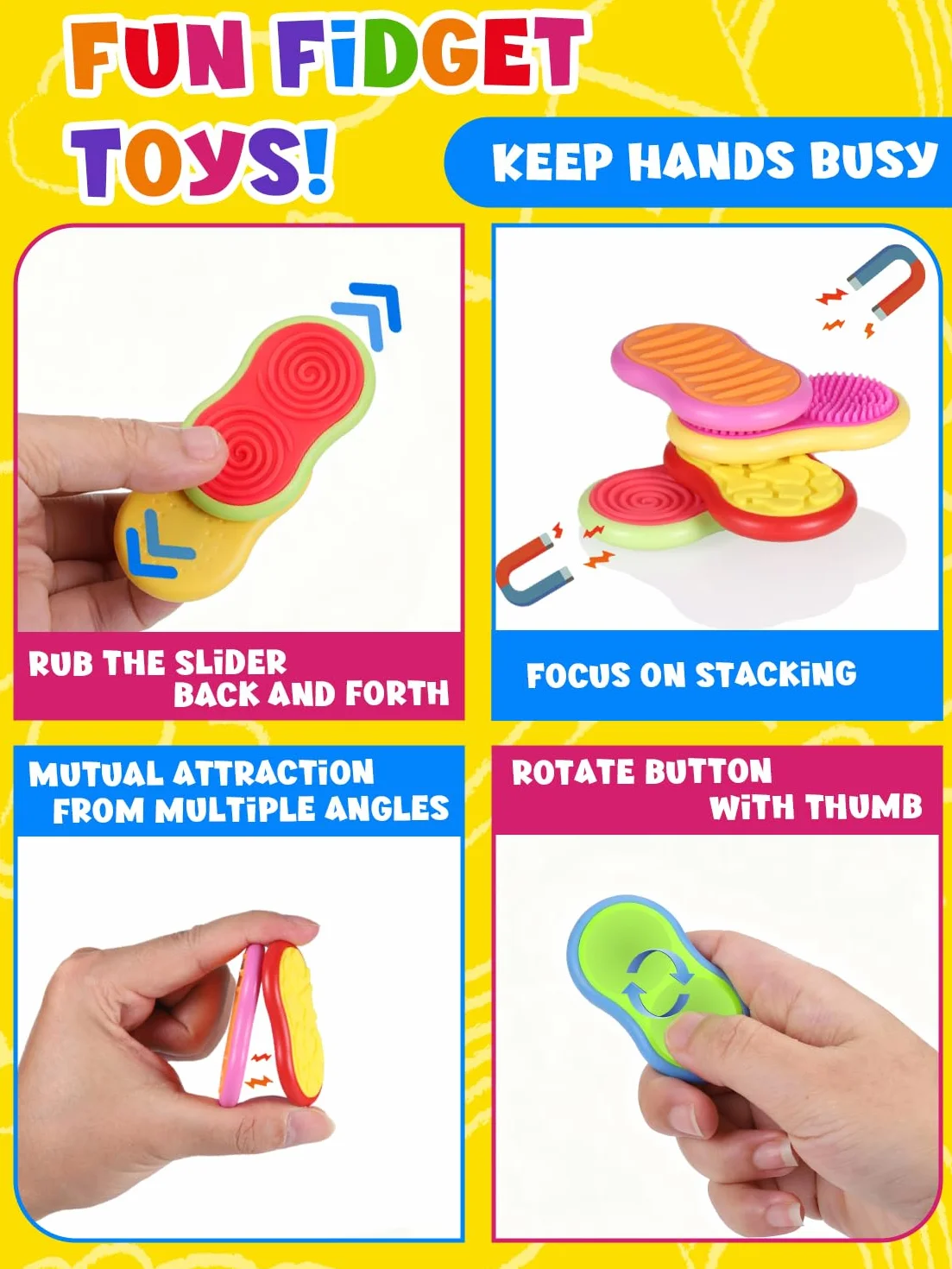 Magnetyczne zabawki antystresowe zestaw 6 kamieni sensorycznych dla autyzmu ADHD