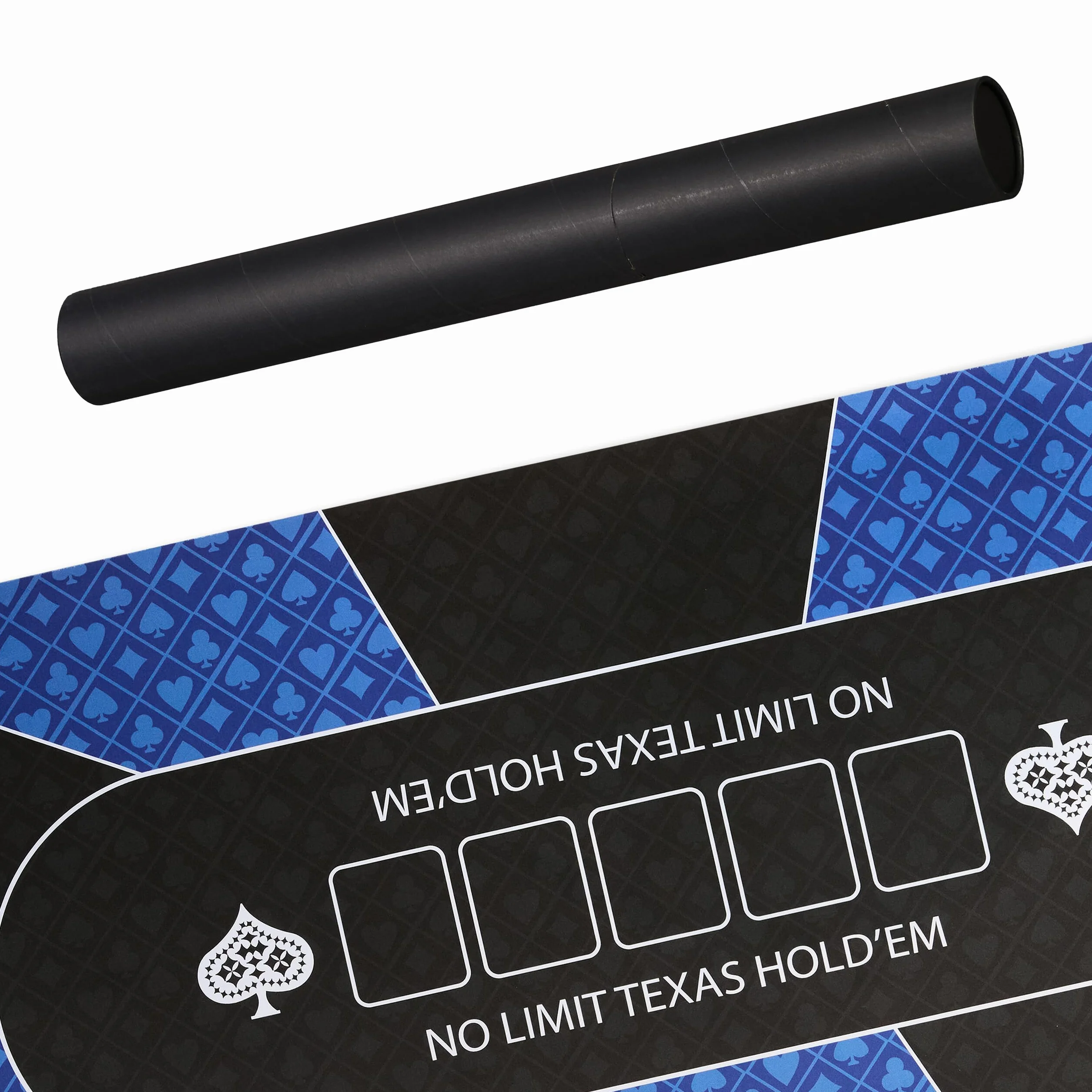 Relaxdays Texas Hold'em, mata do pokera, 120 x 60 cm, antypoślizgowa, wodoodporna, dywan do pokera z rękawami, 10 graczy, niebieski/czarny