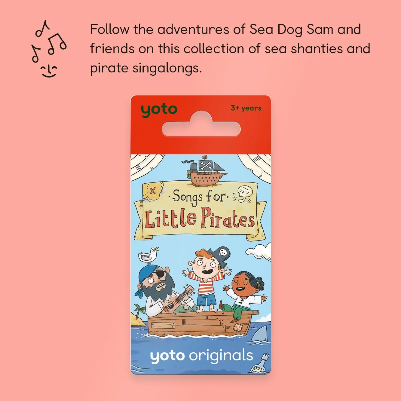 Yoto Songs for Little Pirates – karta muzyczna dla dzieci do użytku z odtwarzaczem Yoto i mini odtwarzaczem audio typu wszystko w 1, edukacyjne i bez ekranu słuchanie z zabawną muzyką Singalong w
