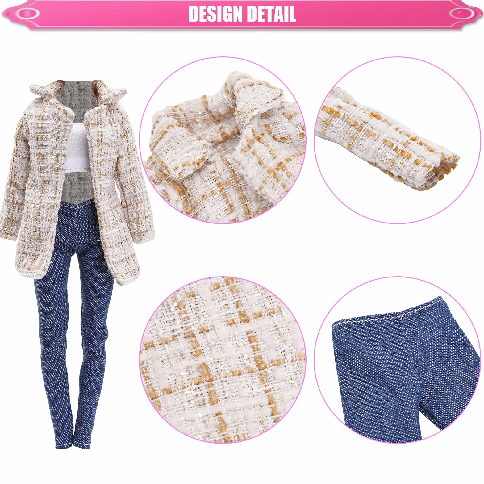 Festfun 11 PCS Ubrania dla Lalek 4 Zestawy Elegancki Zestaw Spódnicy i Kamizelki, Modna Bluzka i Spodnie, Długi Rękaw Płaszcz, Styl Biurowy, Casual, Losowy Styl dla Lalki 11.5 Calowej