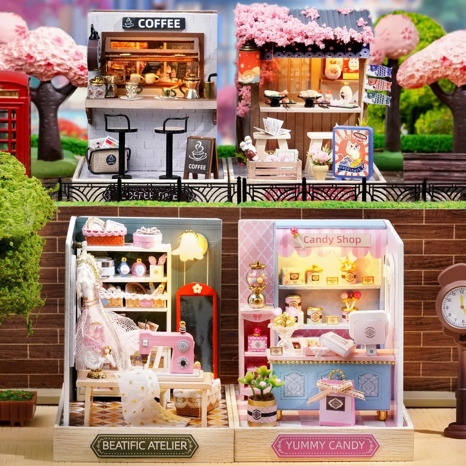 Cuteefun Zestaw DIY Drewniany Domek dla Lalek, DIY miniaturowe zestawy domków dla lalek z meblami i osłoną przeciwpyłową, ręcznie robiony miniaturowy zestaw dla nastolatków, prezent dla dorosłych