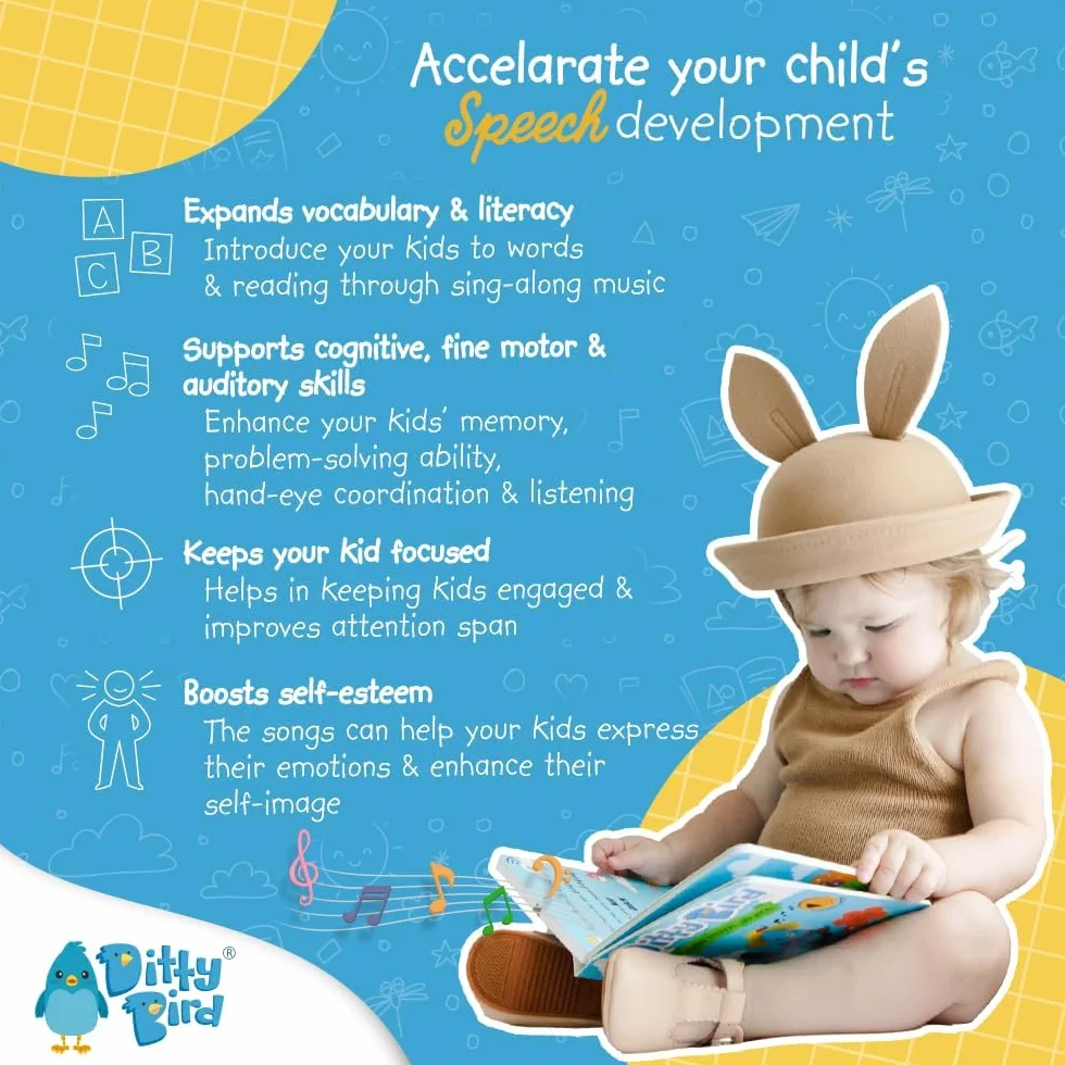 Ditty bird, livre musical bébé: Comptines en anglais - les roues de l'autobus