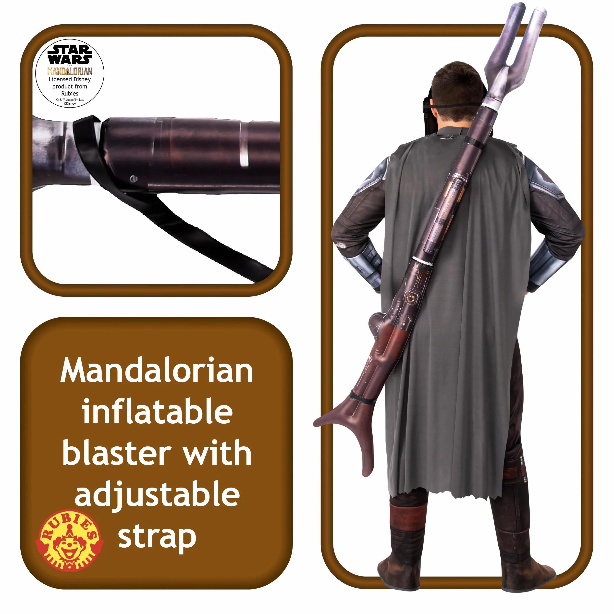 Rubies oficjalne Disney Star Wars, mandalorian Blaster duże nadmuchiwane, akcesoria kostiumowe