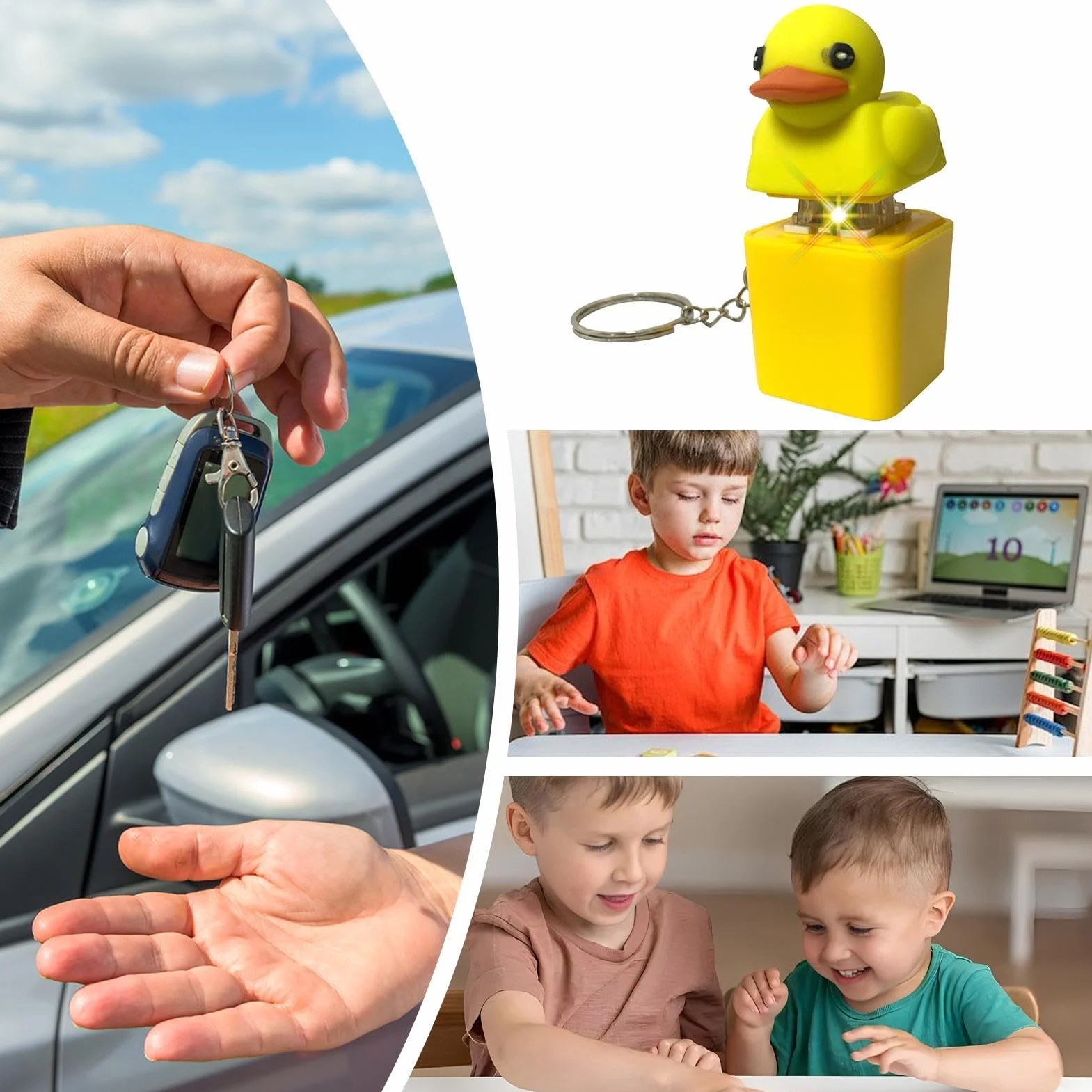 Quacky Duck Fidget Zabawka sensoryczna do redukcji stresu, klawisz klawiatury, nasadki na klawiaturę, zabawka łagodząca niepokój, klik fidget click, brelok do kluczy, redukcja stresu, piszcząca