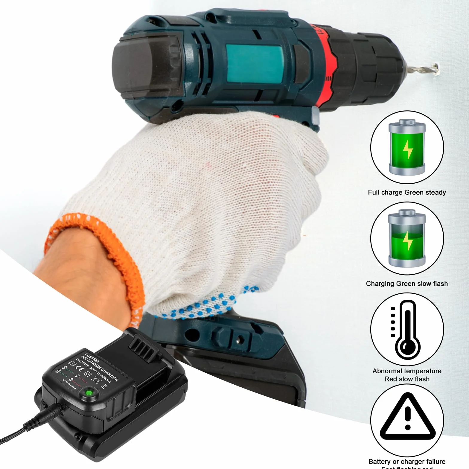 Ładowarka 18 V/20 V, kompatybilna z Black & Decker: ładowarka 18 V/20 V, akumulator litowo-jonowy BL2018 BL2018-XJ LBXR20-OPE LBXR20 LBX20 LBX4020 LBXR2020-OPE BL118 55555 LB. XR16