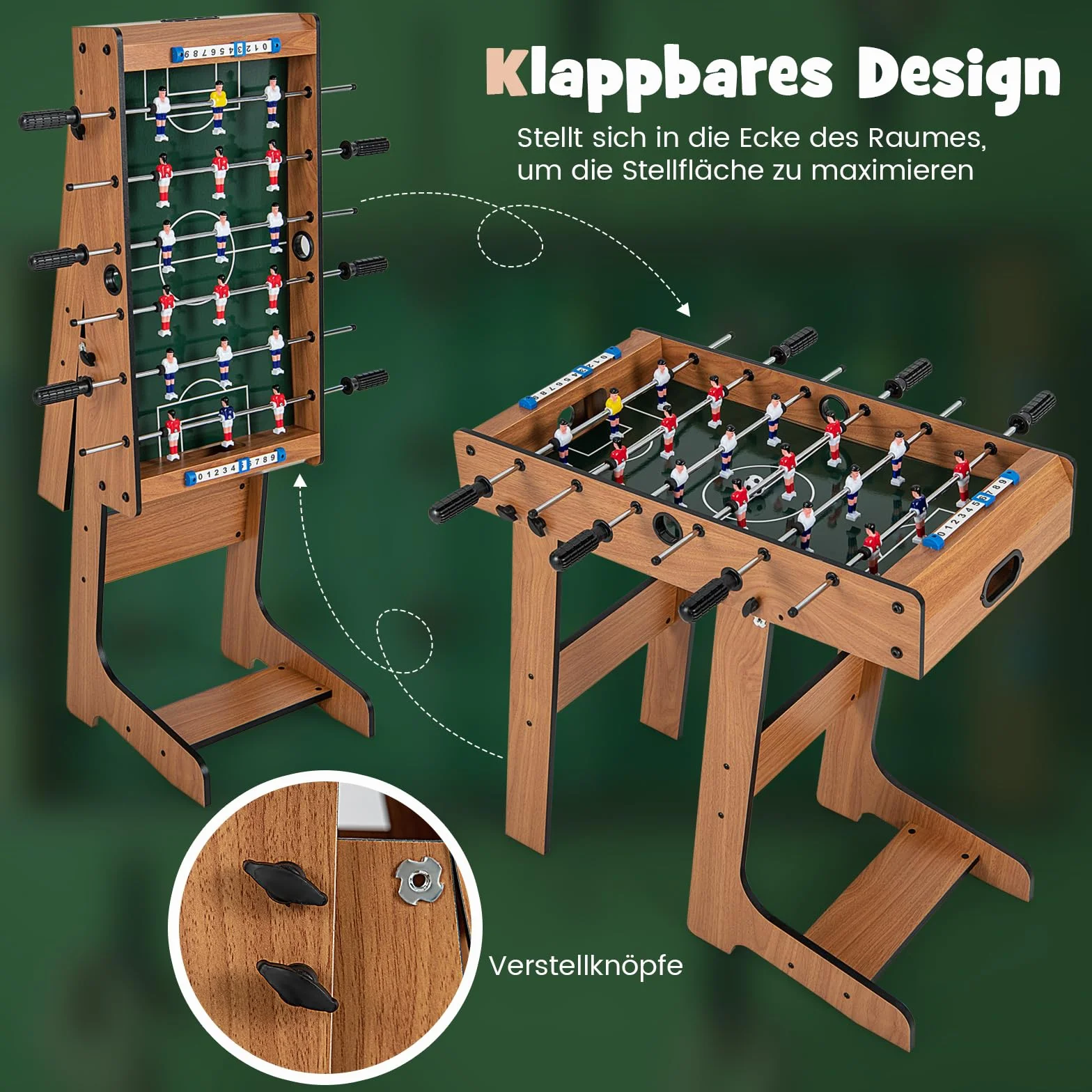 COSTWAY Stół do gry w piłkarzyki z 18 piłkarzykami i 2 piłkami, dla dorosłych i dzieci, idealny do zabawy w pokoju zabaw, barach i na imprezach, rozmiar: 69 x 60 x 71 cm