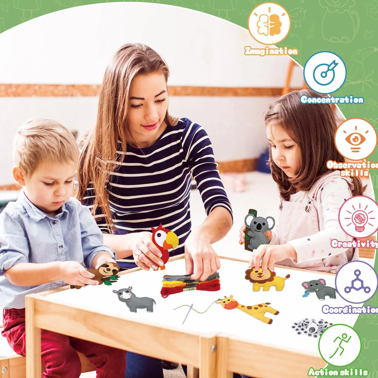 14-częściowy zestaw do szycia dla dzieci DIY zwierzęta od 6 lat