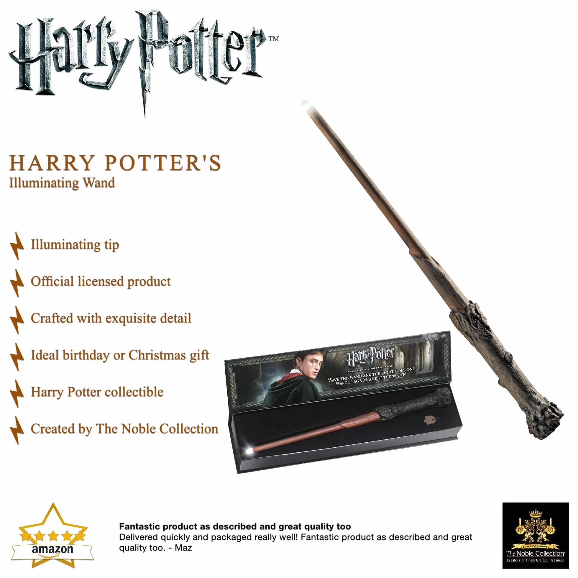The Noble Collection Harry Potter Wand with Illuminating Tip