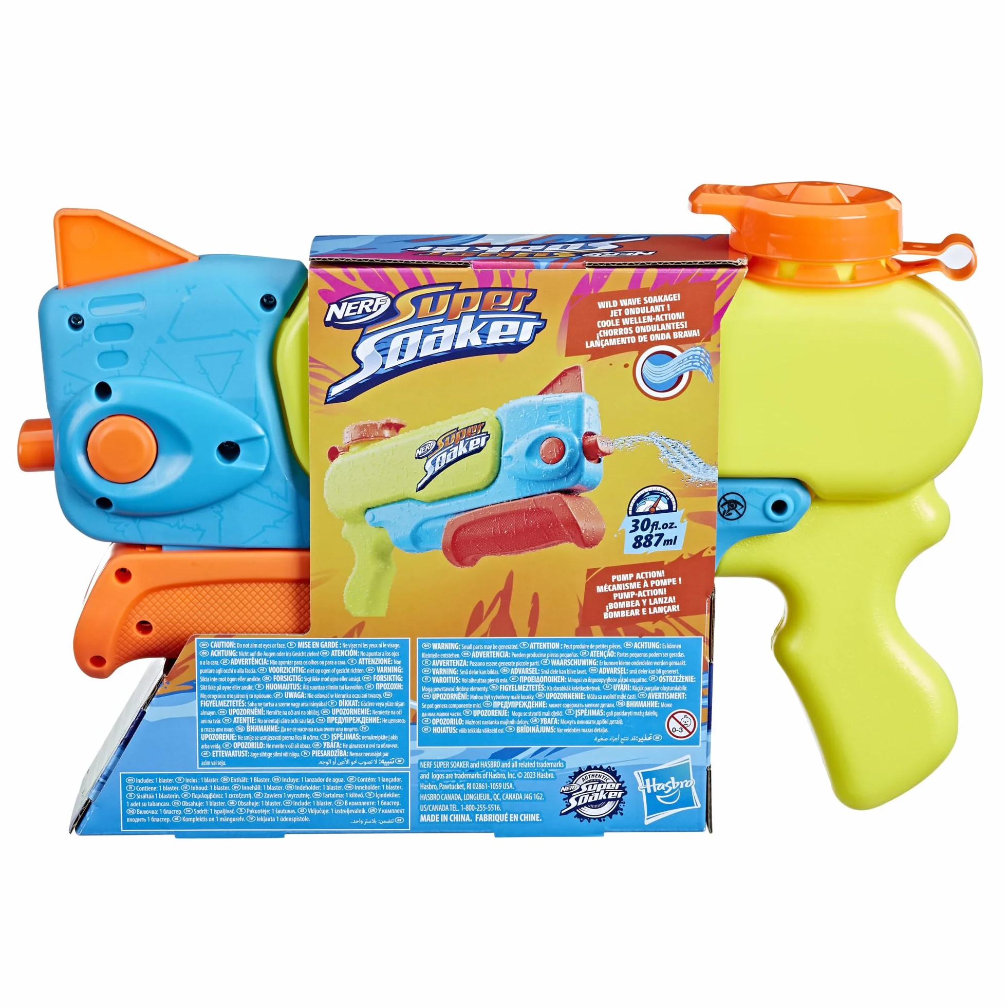Nerf Super Soaker Wave Spray Blaster na wodę | Zabawka outdoorowa na plażę i do ogrodu dla dzieci | Falujący strumień wody - zbiornik 887 ml| Pomysł na prezent dla 6-latka, dla chłopców i dziewczynek