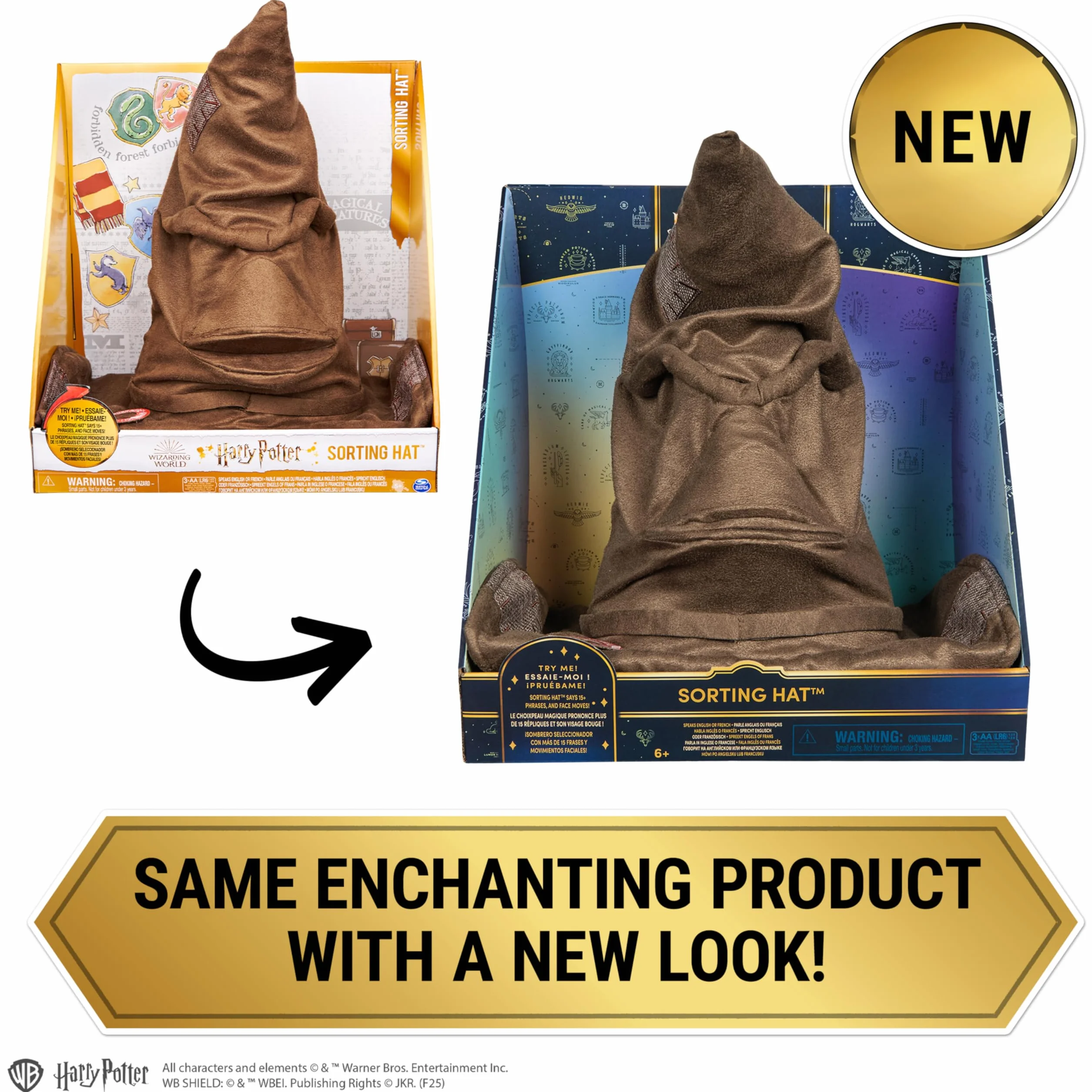 Wizarding World, Talking Sorting Hat with 15 Phrases for Harry Potter Pretend Play Kids’ Fancy Dress Role Play Toys for Ages 5 and up
