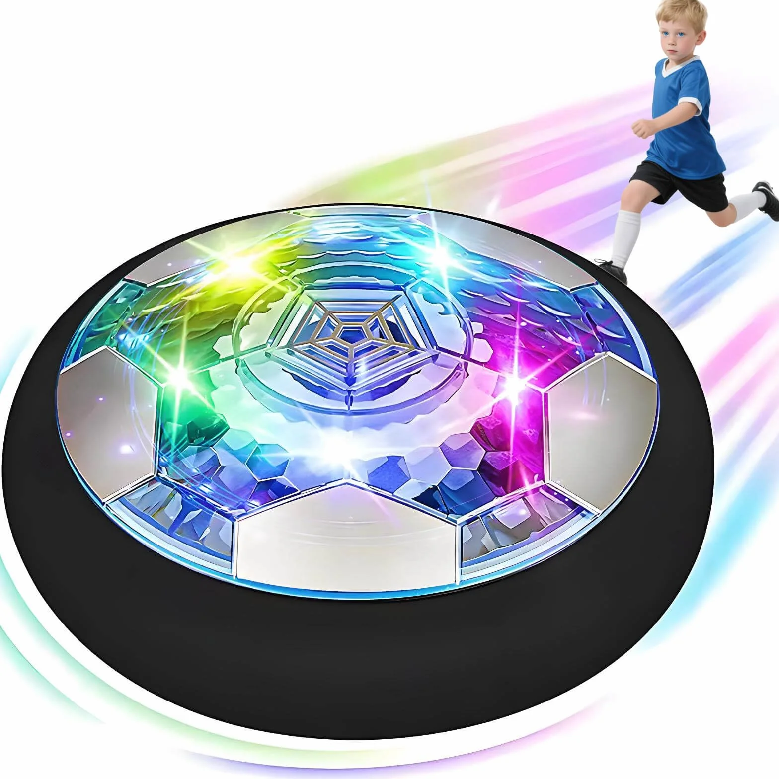 DxxD Air Power piłka nożna, Hover Fußball z ponownym ładowaniem, świecąca, unosząca się z diodami LED, prezenty dla dzieci, zabawki, piłki nożne jako prezenty, gry dla chłopców w wieku 3 4 5 6-12 lat