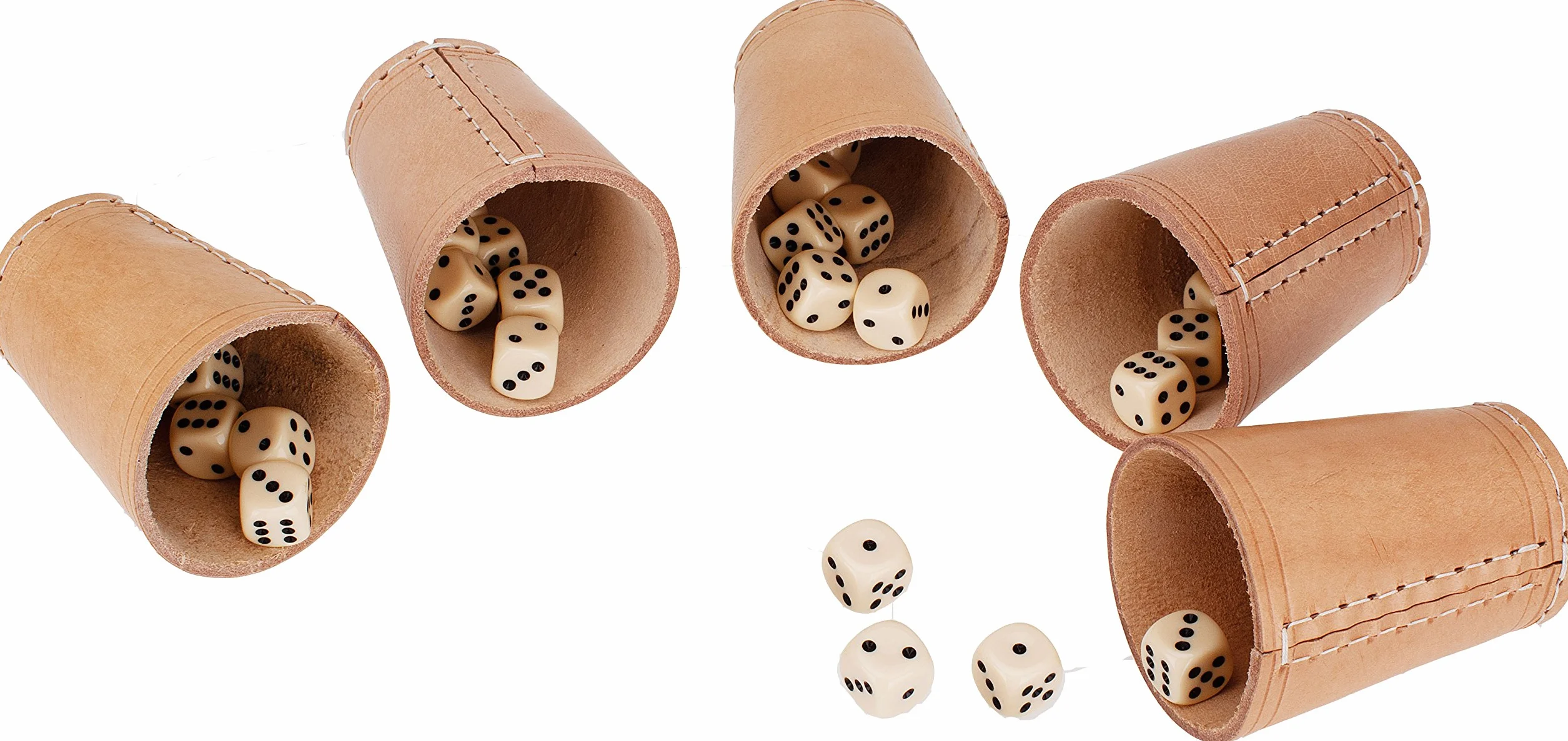 GICO Skórzany kubek w kostkę standardowy (9 cm) z 6 kostkami w zestawie 5 szt. - 5902-5