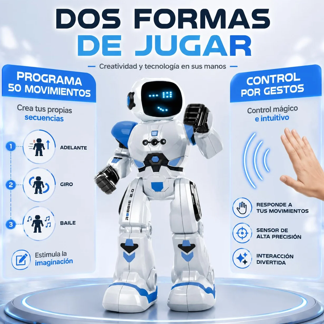 Xtrem Bots - Robbie | Robot programujący dla dzieci, 50 ruchów, niebieski, zabawka dla dzieci od 6 lat, dla chłopców