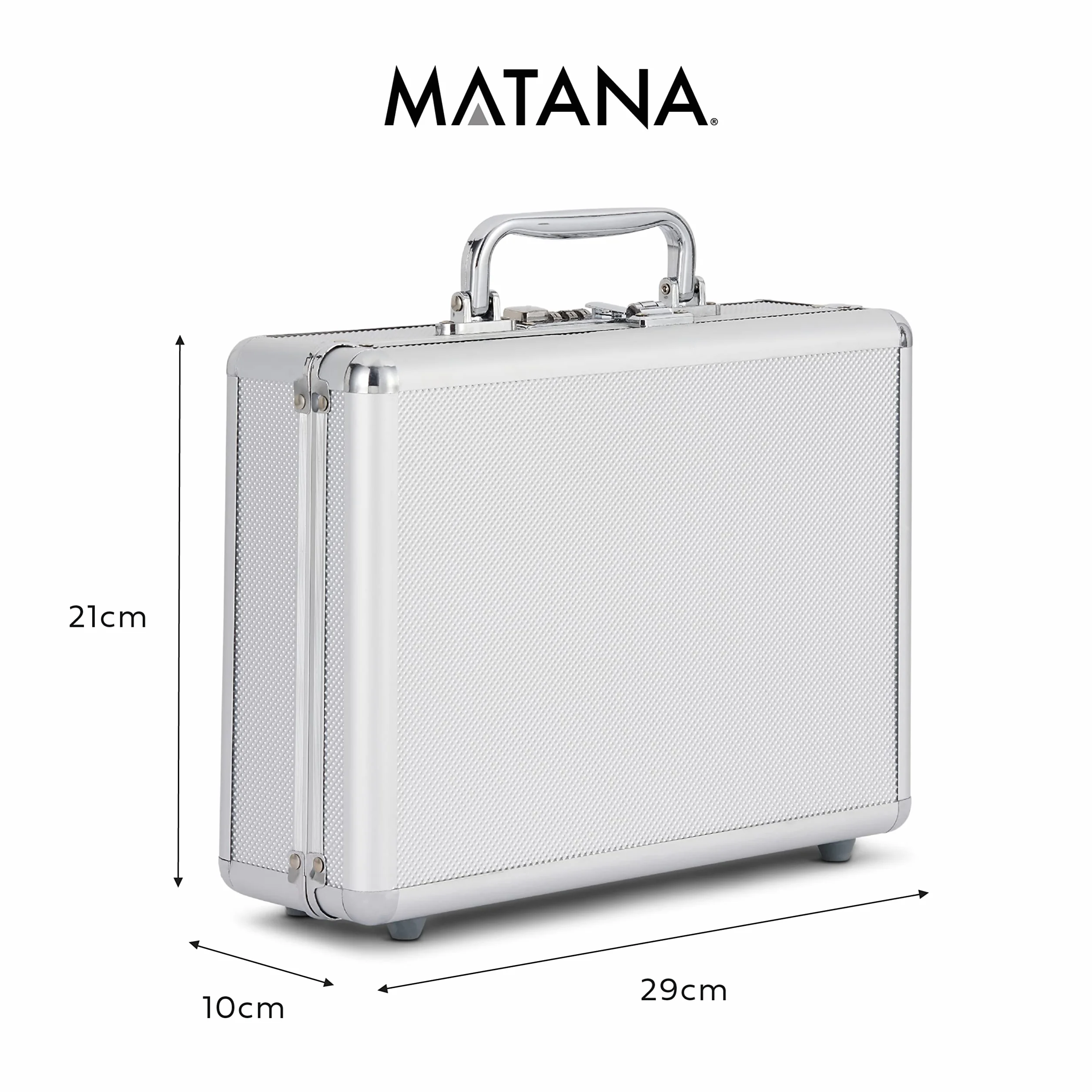 MATANA Wysokiej jakości aluminiowe zamykane pudełko do przechowywania przedmiotów kolekcjonerskich, z 6 tacami na ponad 100 cennych monet, z tacami wyłożonymi tkaniną