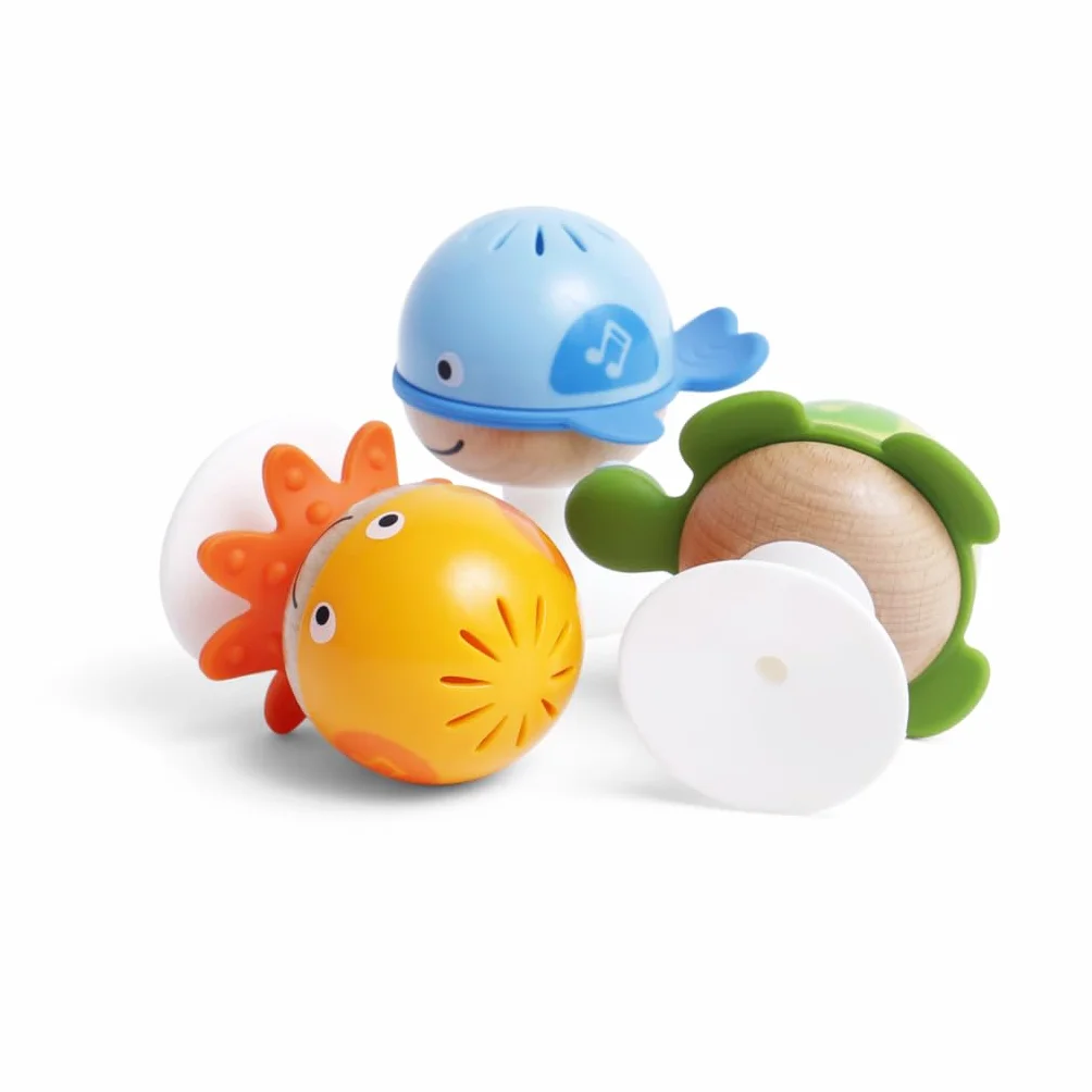 Rattle Set, Hape “Stay-Put” 3 Sea Creatures With Individual Sounds, Teether Details and Suction Pads. 0+ months