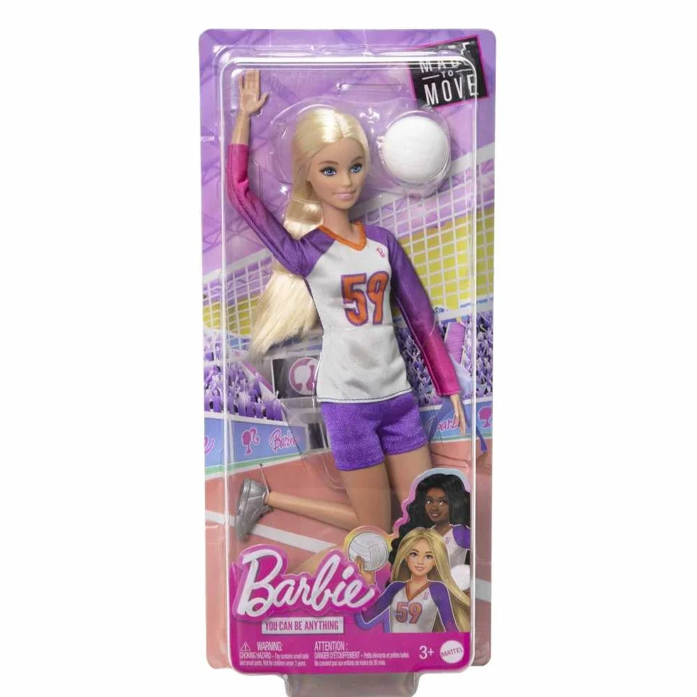 Barbie Made to Move Linia Kariera Siatkarka Lalka ze strojem sportowym i piłką, HKT72