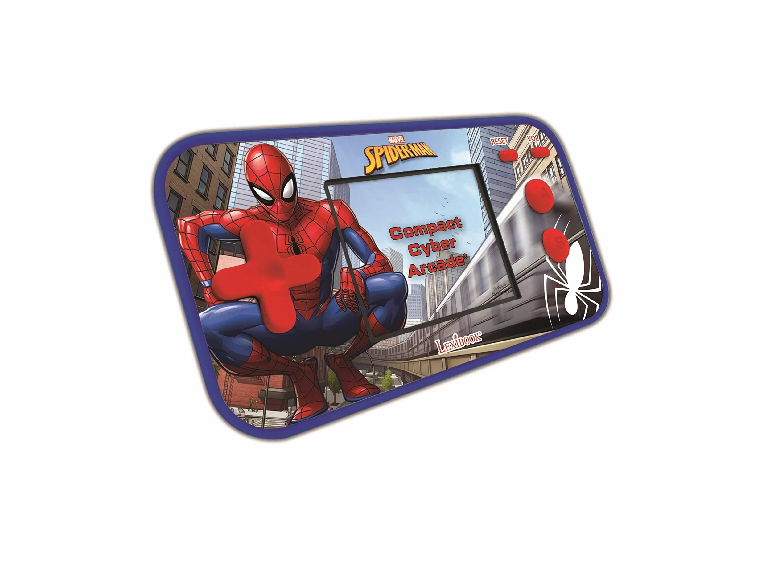 Lexibook JL2367SP Spider-Man Marvel Peter Parker Compact Cyber Arcade, Przenośna Konsola, 150 Gier, Kolorowy Ekran LCD, Zasilanie Bateryjne, Niebieska, Czarna