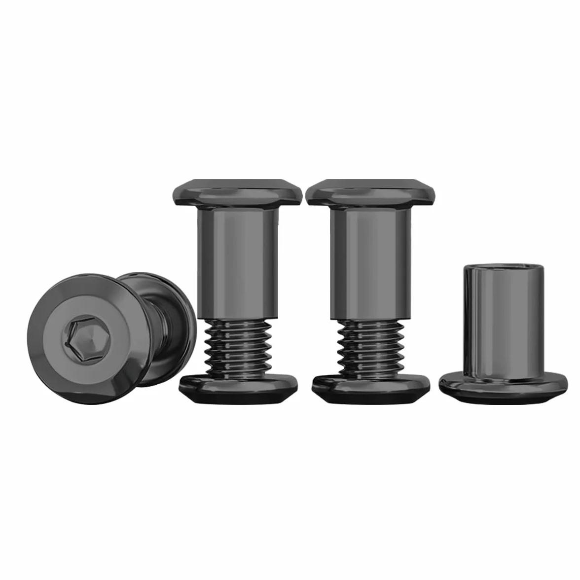 Drenky 10 sztuk M5 x 12 mm wkręty łączące stal nierdzewna A2 V2A złącza szafkowe wkręty tulejowe z gniazdem sześciokątnym, Czarny