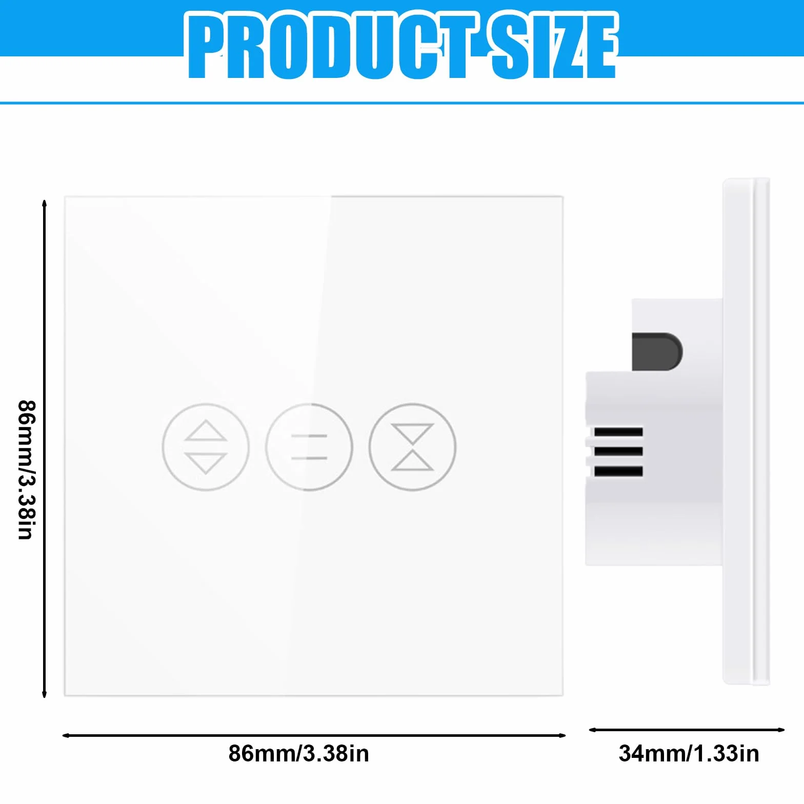 Biały | przełącznik rolety Wi-Fi, 86 mm x 86 mm, inteligentny przełącznik żaluzji LED, programator czasowy i sterowanie głosowe, kompatybilny z Siri, Alexa, Google Home