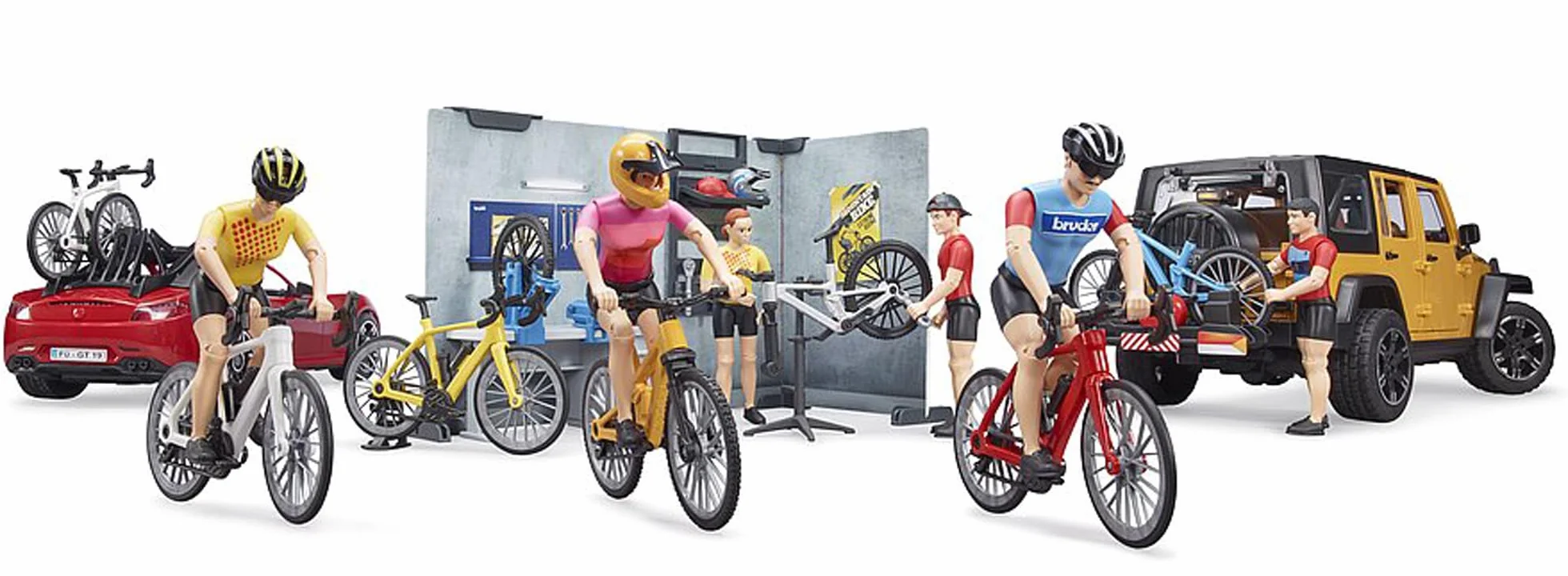 bruder 63120 - sklep rowerowy bworld z rowerami wyścigowymi, rowerami górskimi, warsztatem, sprzętem, narzędziami, ladą sprzedażową