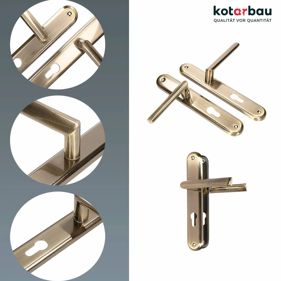 KOTARBAU® Zestaw klamek 72 mm PZ długi szyld patyna uniwersalna nowoczesna