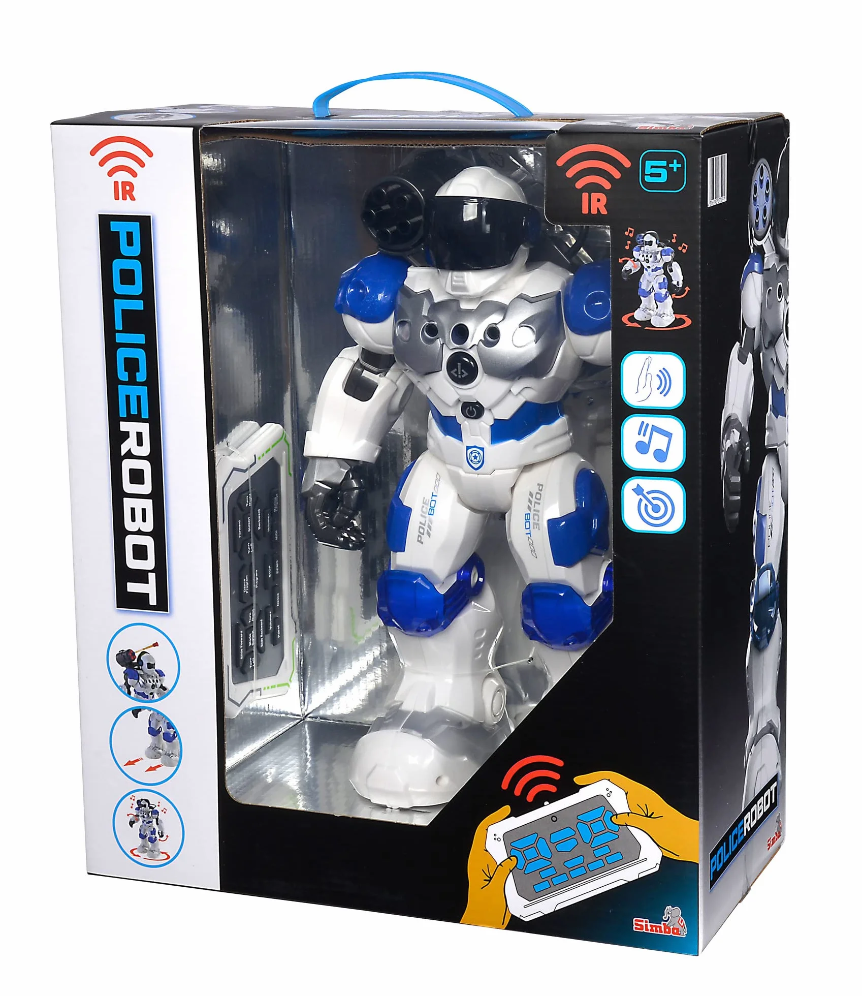 Simba 108042509 Planet Fighter robot z kontrolą podczerwieni, sterowanie gestami, światłem i dźwiękiem, funkcja strzału, różne funkcje ruchu, 32 cm, od 5 lat