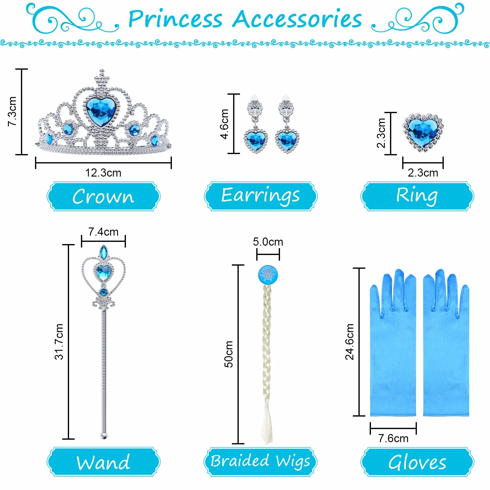 URAQT Sukienka Elsa, Kostium Księżniczki Elsy Z Różdżką Wróżki I Tiarą Z Koroną, Sukienka Elsa Anna Dla Dziewczynek, Deluxe Girls Fancy Dress Na Imprezę Cosplay Druhna Korowód