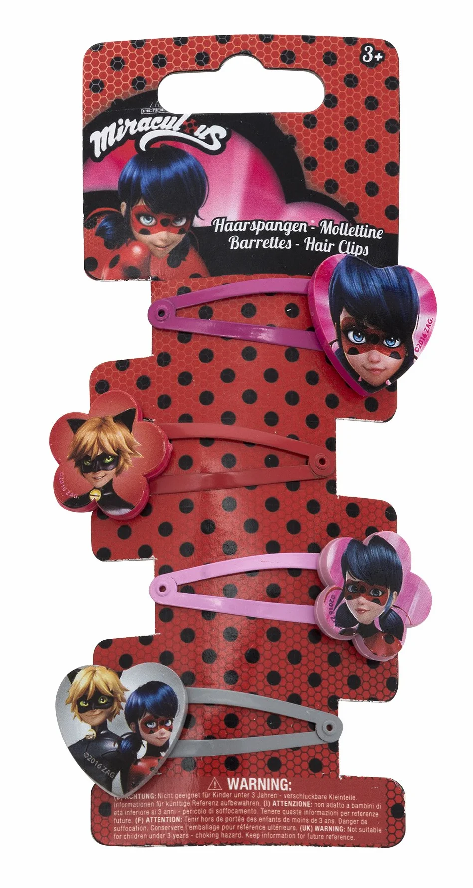 Joy Toy Miraculous spinki do włosów 4 motywy 5 x 1 x 15 cm dziewczęta