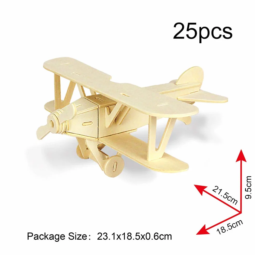 Georgie Porgy Zestaw konstrukcyjny, drewniane puzzle 3D, wycinane drewniane modele dla dzieci, zabawka, zestaw 3 szt. (dwupłatowiec, terenówka, statek ratowniczy)