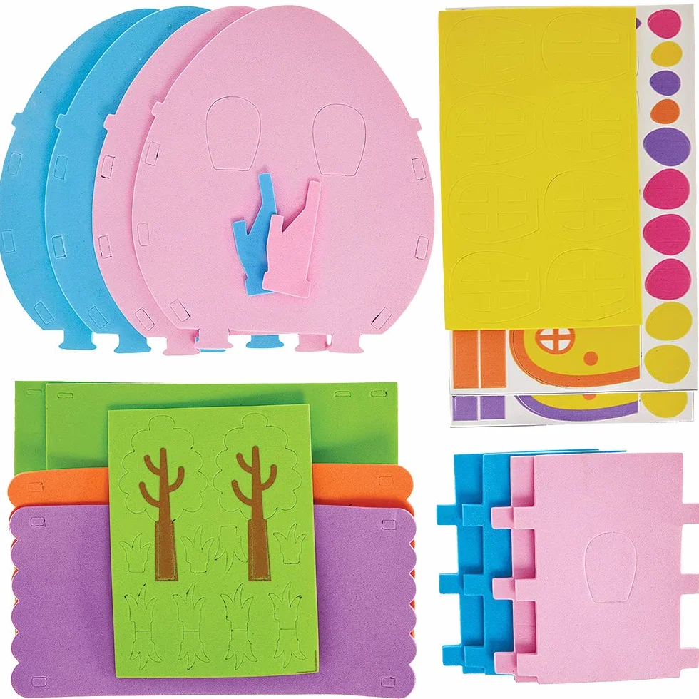Baker Ross FX524 Zestaw do tworzenia domków z jajek wielkanocnych - opakowanie 2 sztuk, zestawy do tworzenia wielkanocnych dekoracji z pianki