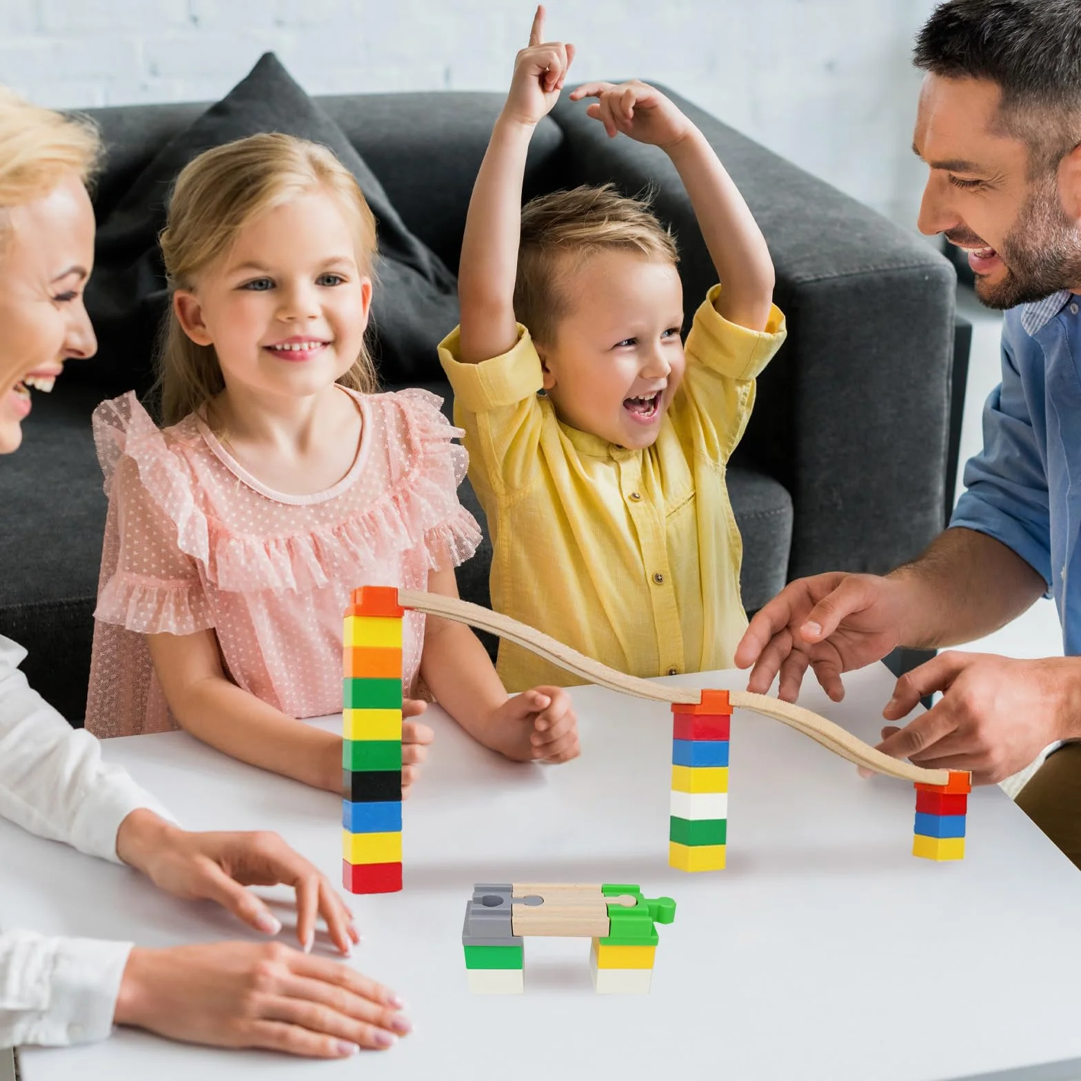 LUKIUP Drewniane adaptery do kolejek, 28 sztuk, łączniki do drewnianych kolejek, łącznik szynowy z tworzywa sztucznego, akcesoria dla dzieci w wieku od 3 do 7 lat