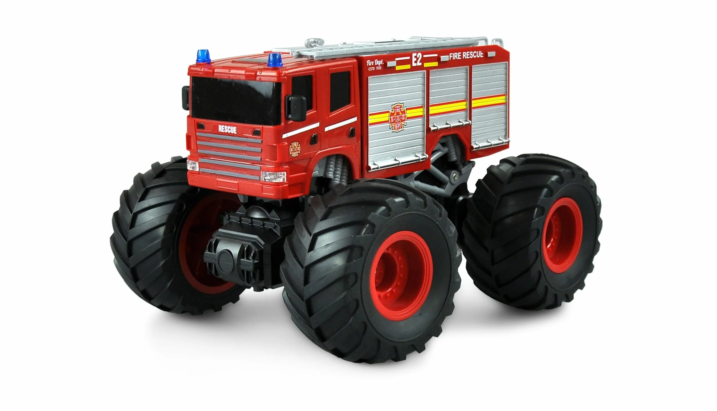 Amewi 22481 Monster Straż pożarna Truck 1:18, zdalnie sterowana, LED, oświetlenie, dźwięk, RTR czerwony