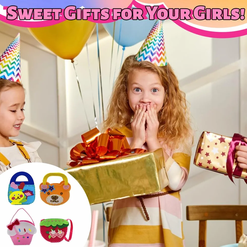AffeGifts DIY zestaw do szycia filcowego dla dzieci, 4 sztuki torby edukacyjne