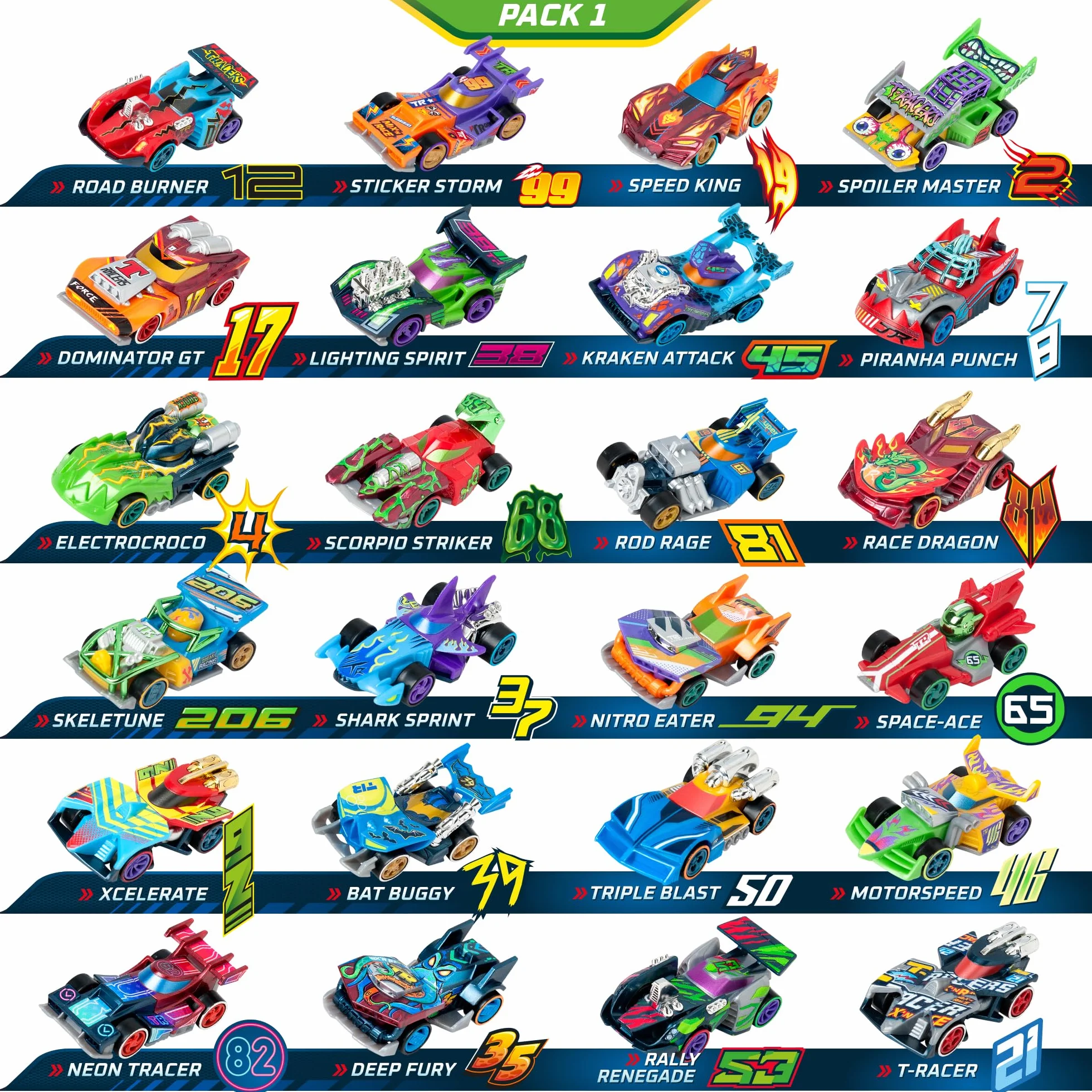 T-Racers Mix ´N RaceKolekcja 10 Samochodów Kolekcjonerskich, Każdy Samochód Demontowalny w Dwóch Części Z Wymiennymi Częściami