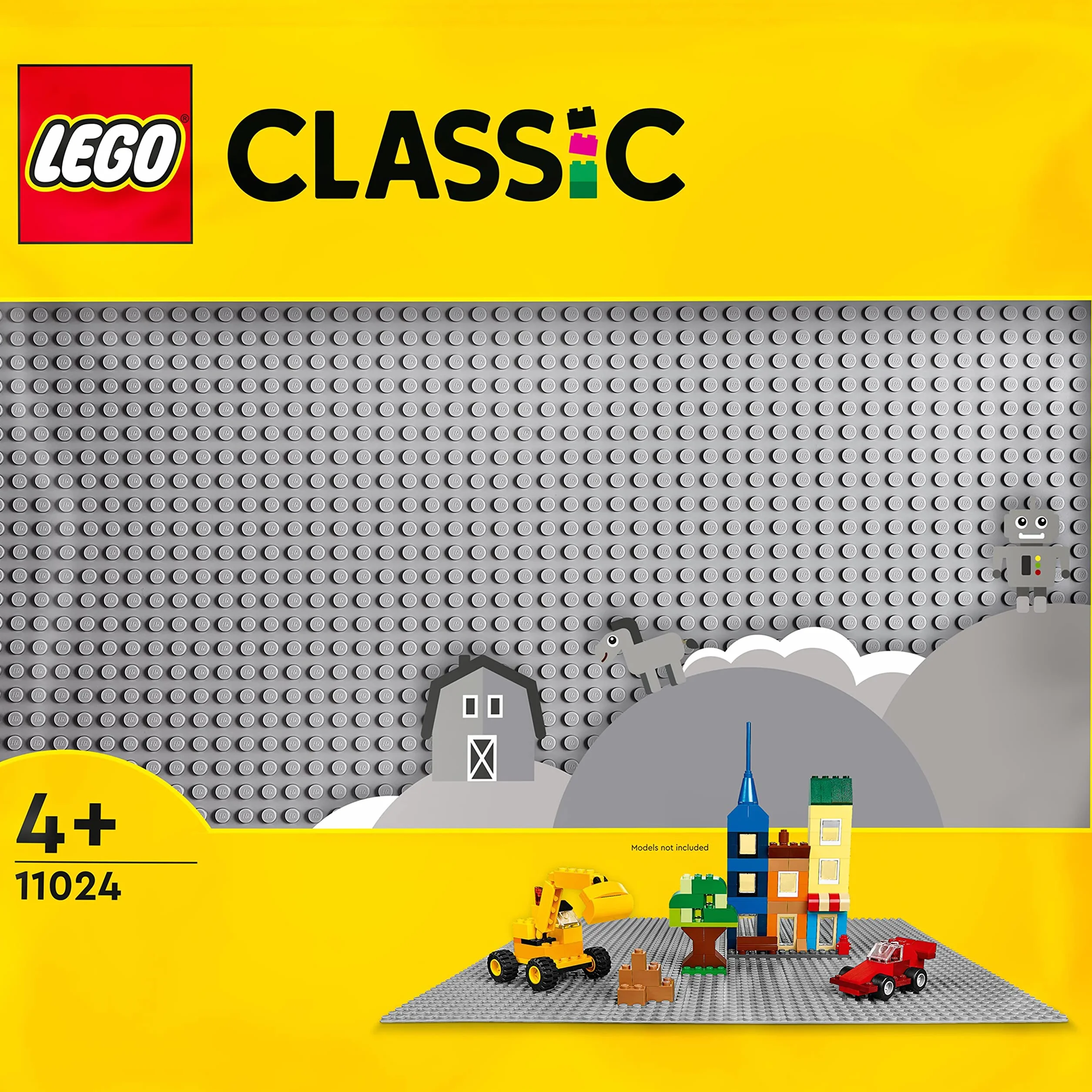 LEGO 11024 Classic Szara Płytka Konstrukcyjna pod Klocki, Pomysł na Prezent na Urodziny dla Chłopców i Dziewczynek od 4 lat