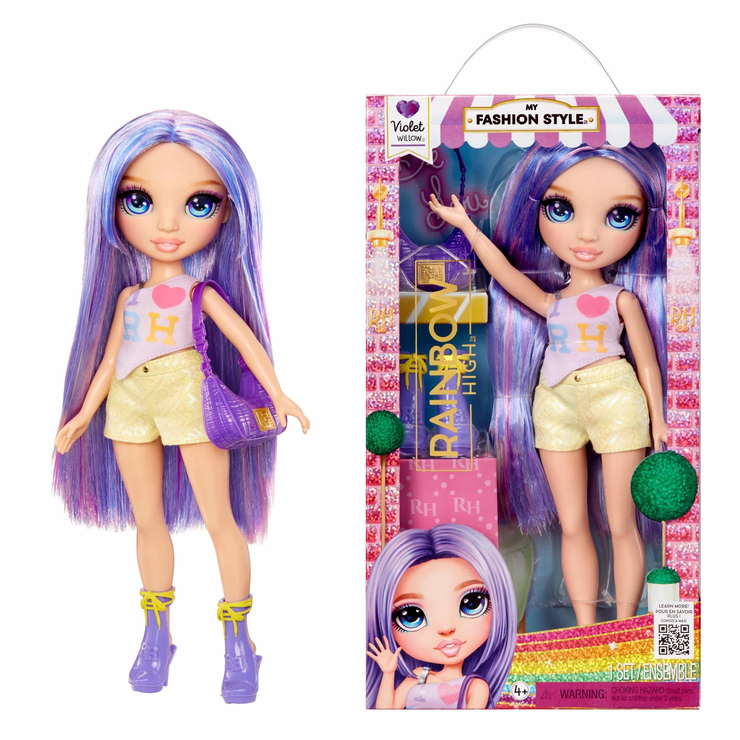 Rainbow High My Fashion Style Doll – Violet, 28 cm Fioletowa Modna Lalka z Wyrazistą Stylizacją i Modną Torebką. Do Zabawy, Pozowania i Kolekcjonowania. Dla Dzieci w Wieku od 4 do 12+ Lat