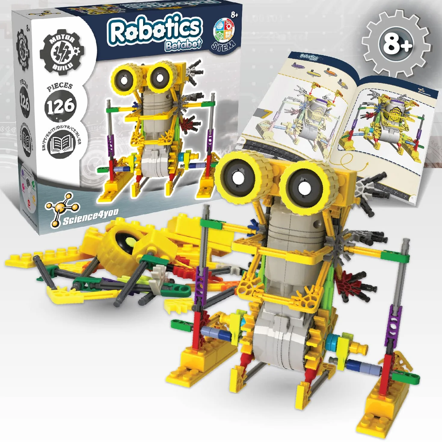 Science4you - Robotyka Betabot, robot do samodzielnego budowania z tym zestawem klocków, zabawka edukacyjna UNT, dla dzieci od 8 lat, 23 x 6,5 x 22