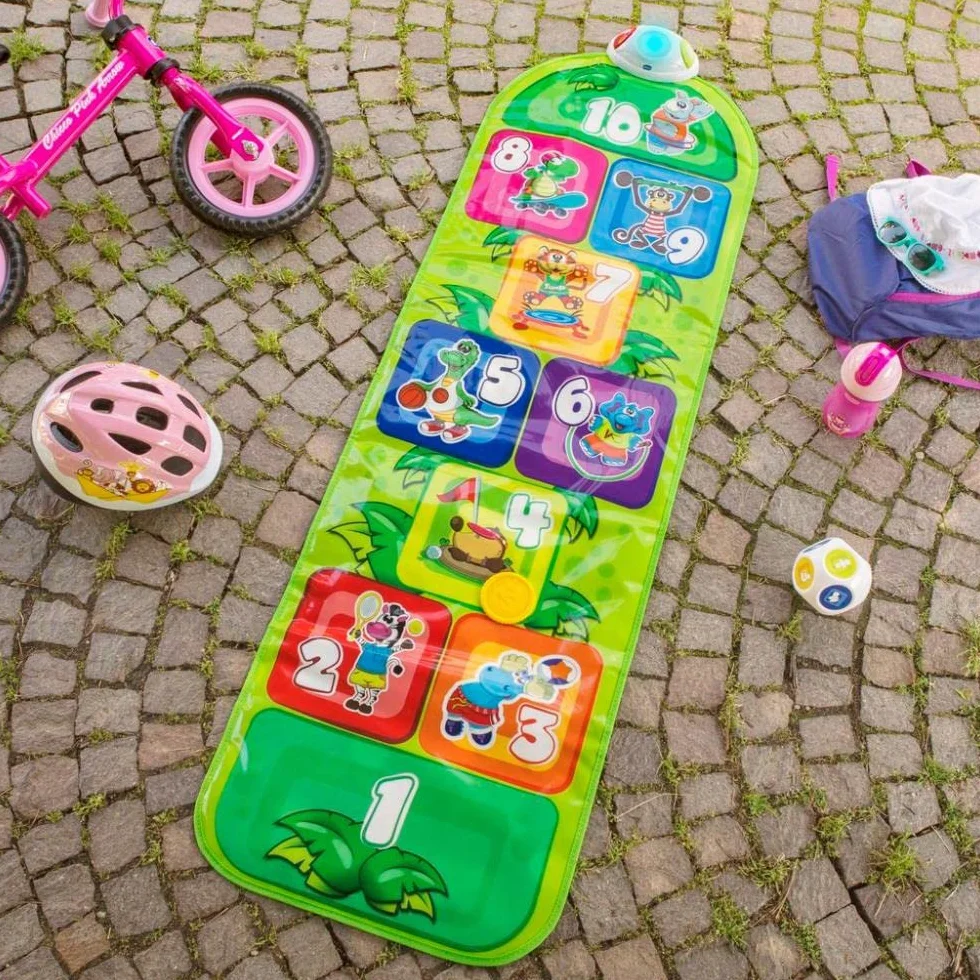 Chicco Elektroniczna Mata do Gry w Klasy, Jump & Fit, Elektroniczna i Interaktywna Gra ze Światłami i Dźwiękami, Gra w Klasy w Domu, 2 Tryby Zabawy, 150 cm - Zabawki dla Dzieci w wieku 2–5 lat