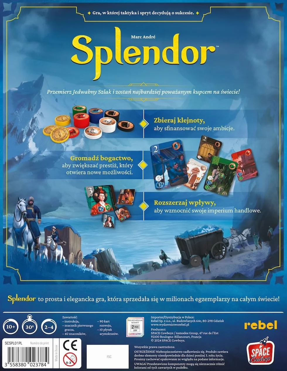 Rebel | Splendor | Gra planszowa | Gra rodzinna | Wiek 10+ | 2-4 graczy | Czas rozgrywki 30+ min
