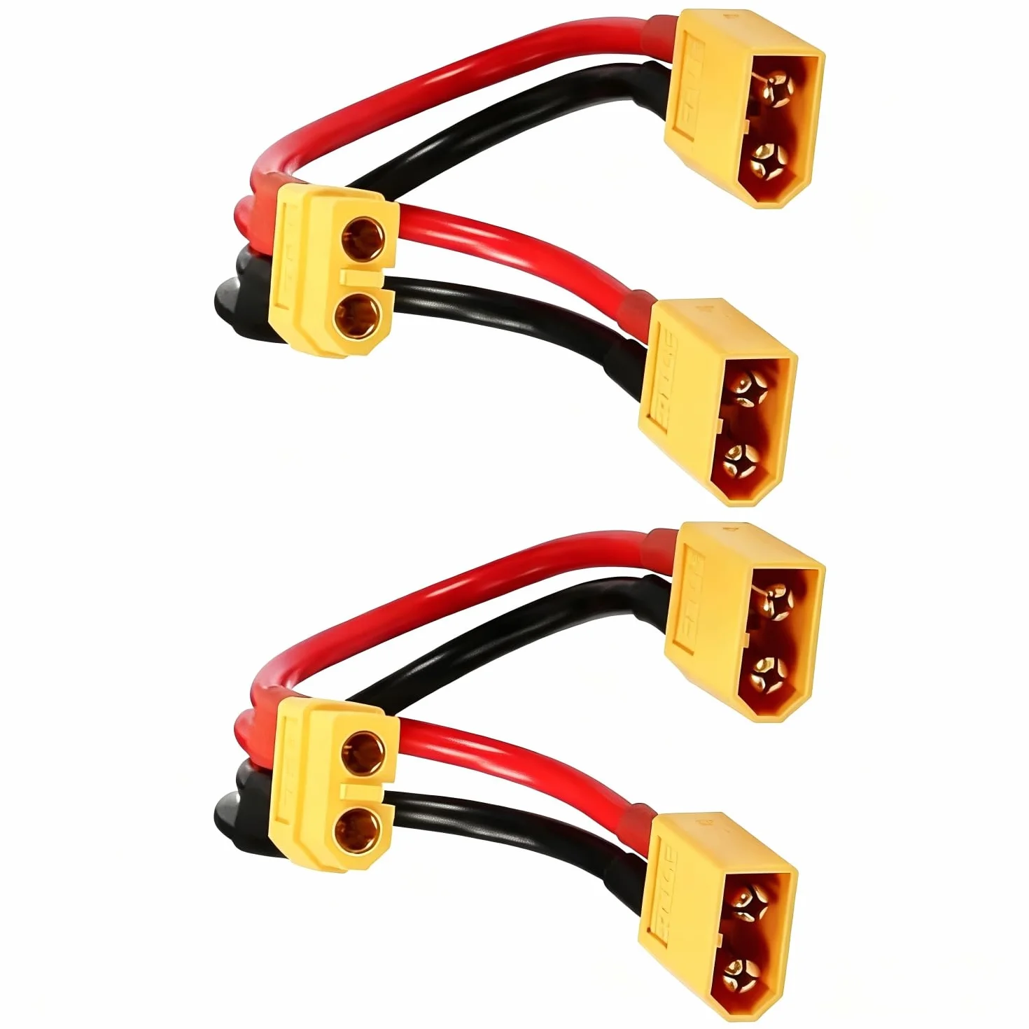 XT60 adapter złącza akumulatora równoległego Dual Extension XT60 Y Splitter 1 męski na 2 żeński kabel 14 AWG do helikoptera w trybie RC Quadcopter (1 żeński do 2 męski (2 sztuki)