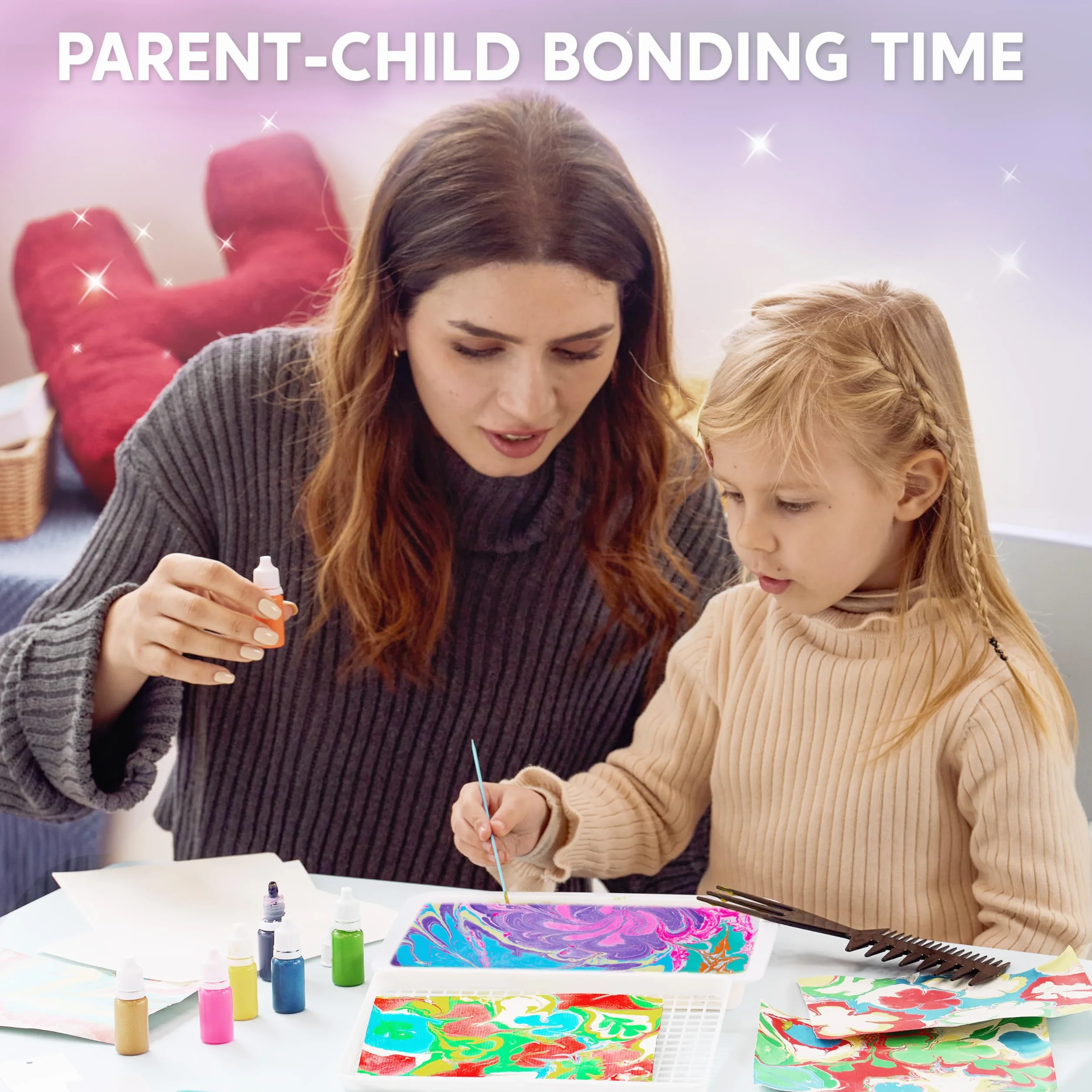Klever Kits Farba do malowania marmurkami wodnymi dla dziewcząt 6-12 lat, Magic Marbling Paint Art, zestaw do rzemiosła artystycznego