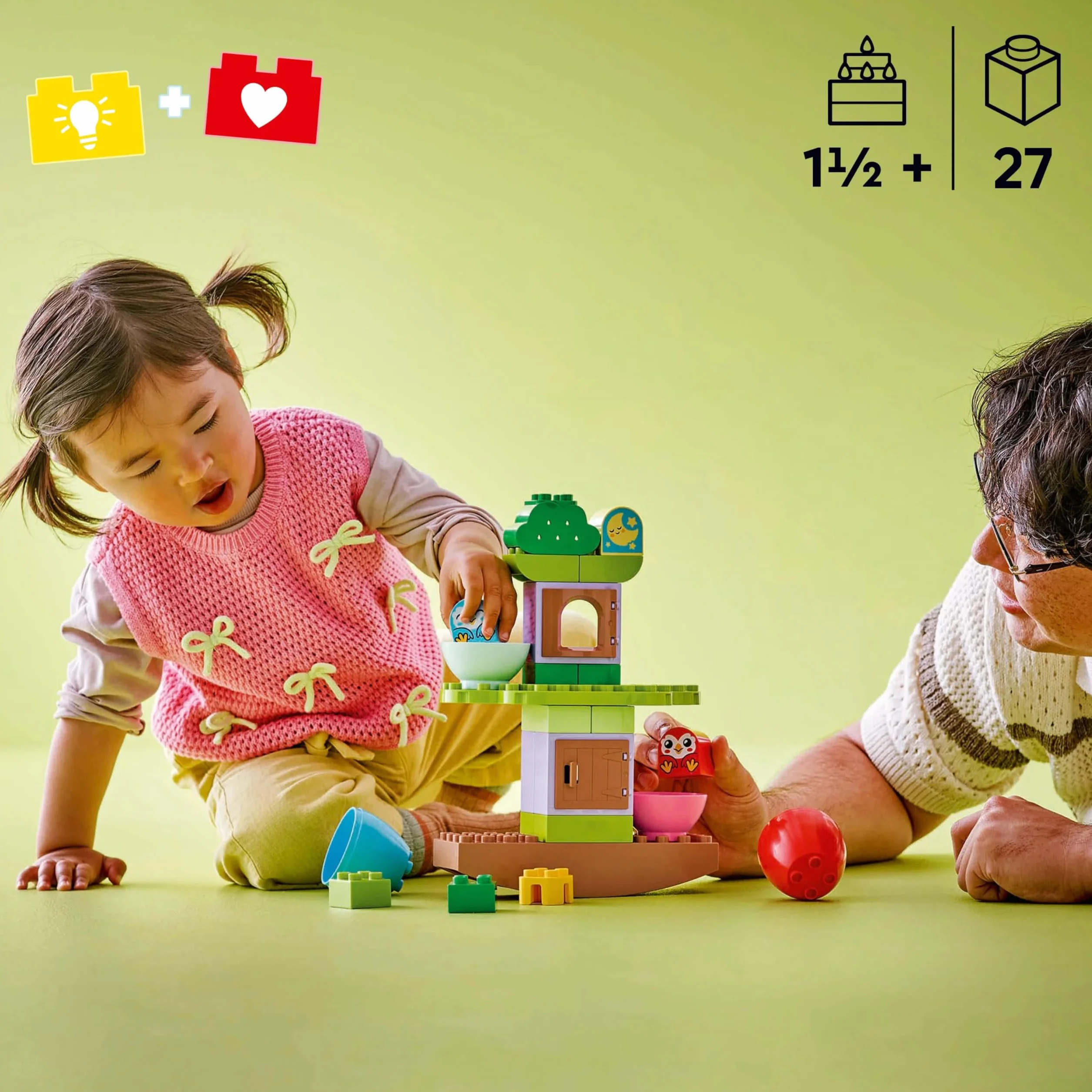 LEGO DUPLO Moje Pierwsze Balansujące Drzewko 10440 Edukacyjna Zabawka dla Dziecka z Domkiem na Drzewie i 2 Figurkami Ptaków