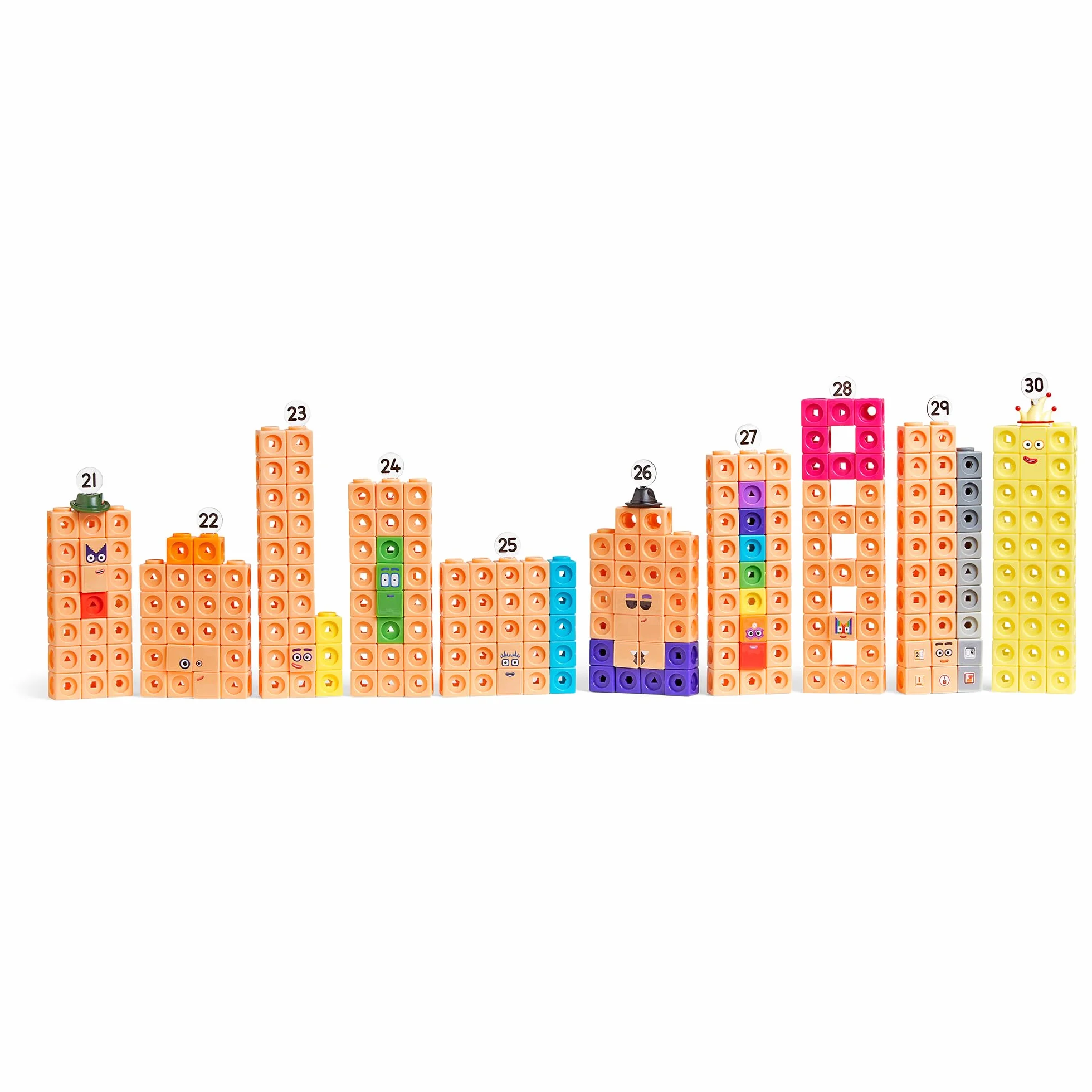 Learning Resources MathLink Cubes Numberblocks 21–30 Zestaw Aktywności, Zabawki dla Dzieci w Wieku 3 Lata, 20 Aktywności Powiązanych z Serialem TV, Zabawki Sensoryczne dla Autyzmu