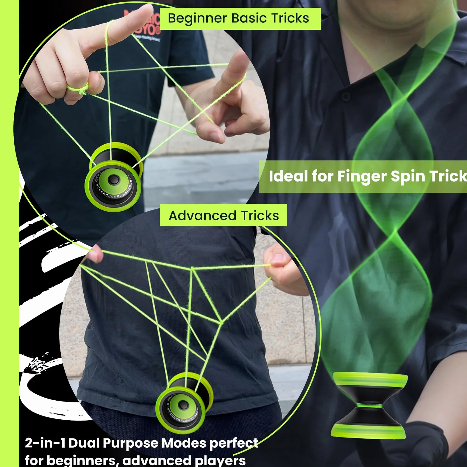 MAGICYOYO JoJo V13 Profi Finger Spin Yoyo, metal + PC Hybrid Design, podwójny tryb do responsywnego Yo Yo i nieresponsywnej gry Jo Jo, Trick JoJo, idealny dla początkujących i zaawansowanych