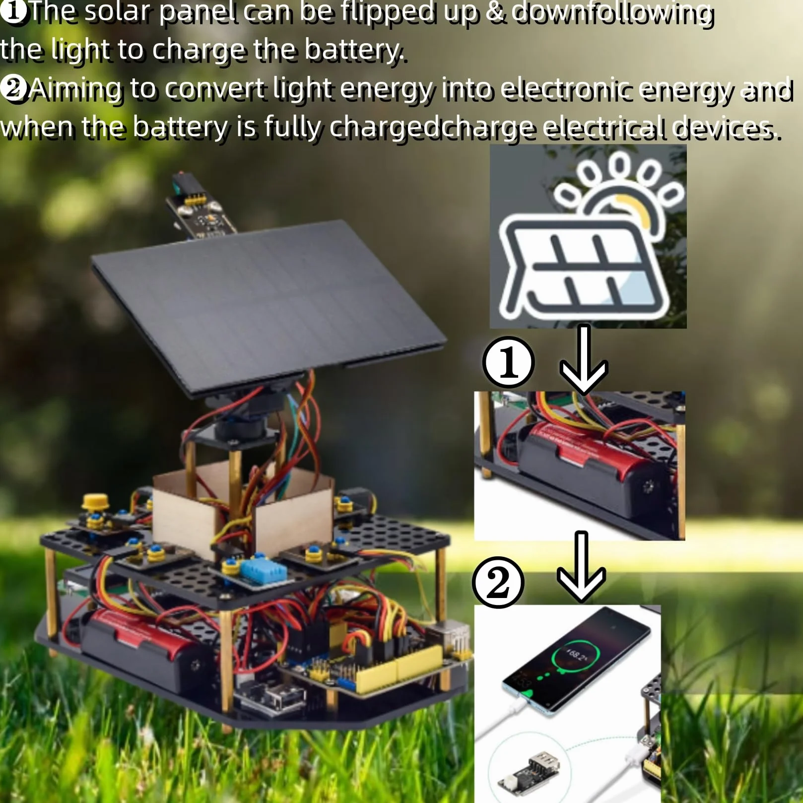KEYESTUDIO Zestaw do śledzenia solarnego DIY do Arduino UNO IDE, czujnik temperatury i wilgotności powietrza, BH1750 czujnik światła itp. Edukacyjny prezent dla nastolatków i dorosłych