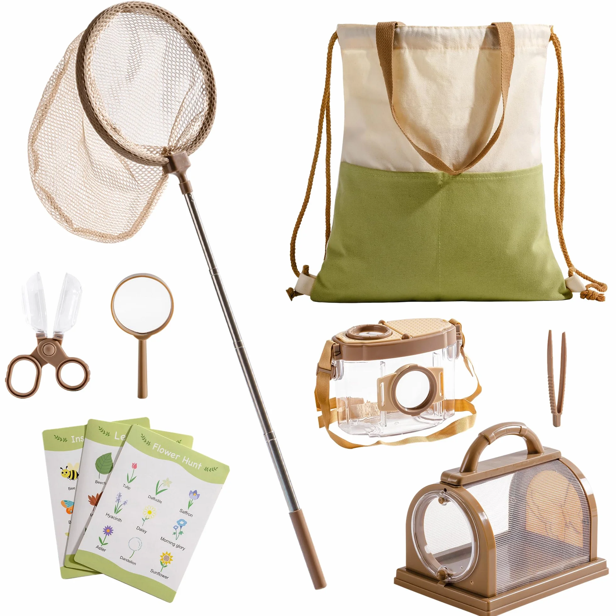 ROBOTIME Kids Explore Kit & Bug Catcher Kit, edukacyjny sprzęt kempingowy dla dzieci, zestaw do eksploracji na świeżym powietrzu, zabawka przygodowa, prezent dla chłopców i dziewczynek w wieku 3-12