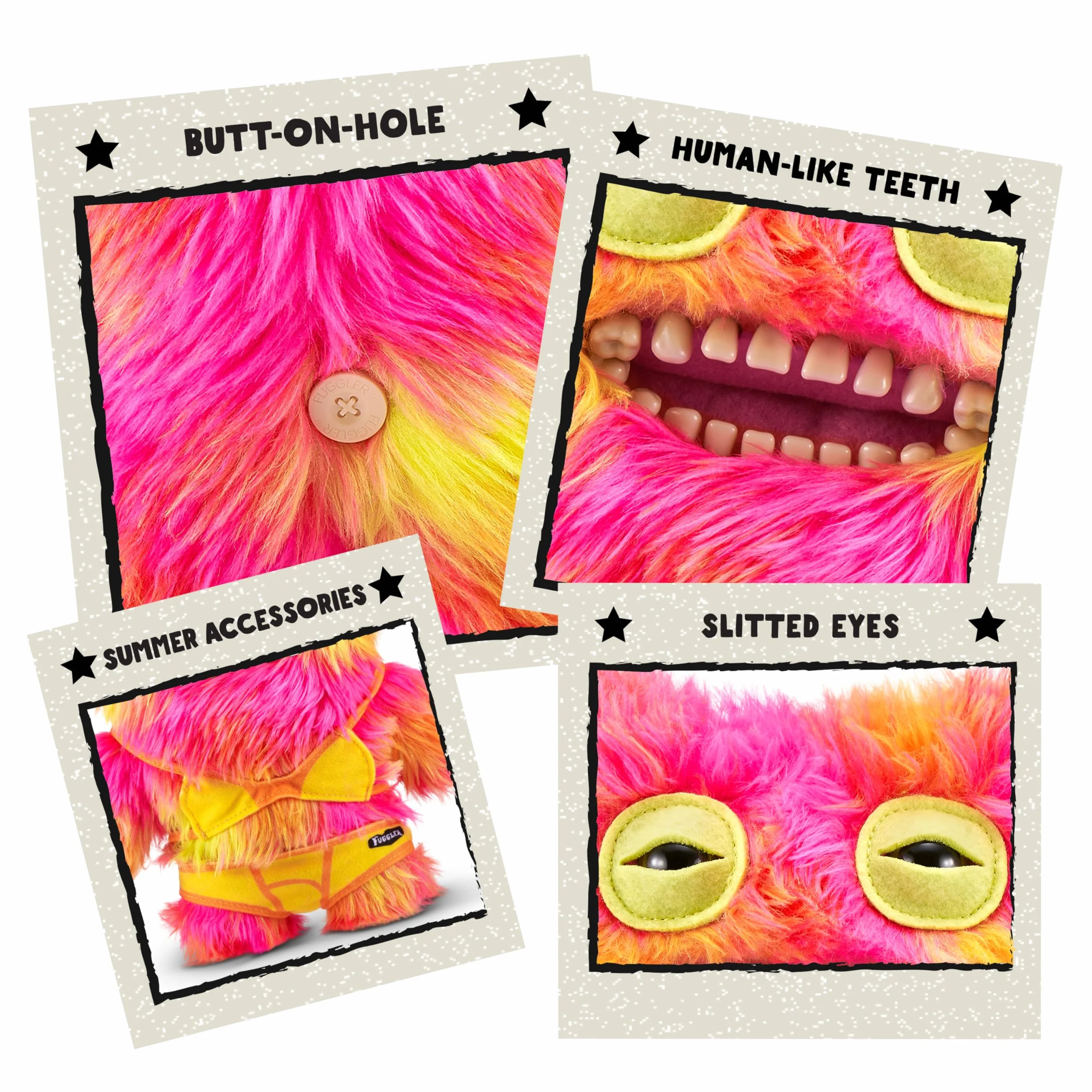 Fuggler Vacay Vibes by ZURU, Funny Ugly Monster, Plush, Collectible, Toy (Mr Buttons - Multi)